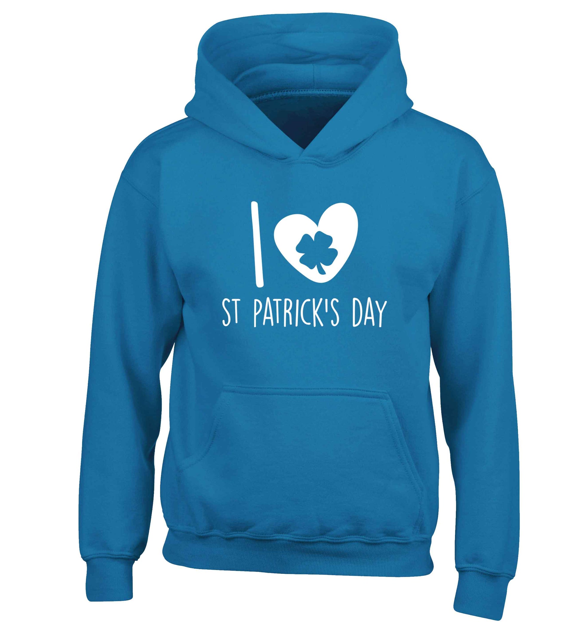 I love St.Patricks day children's blue hoodie 12-13 Years