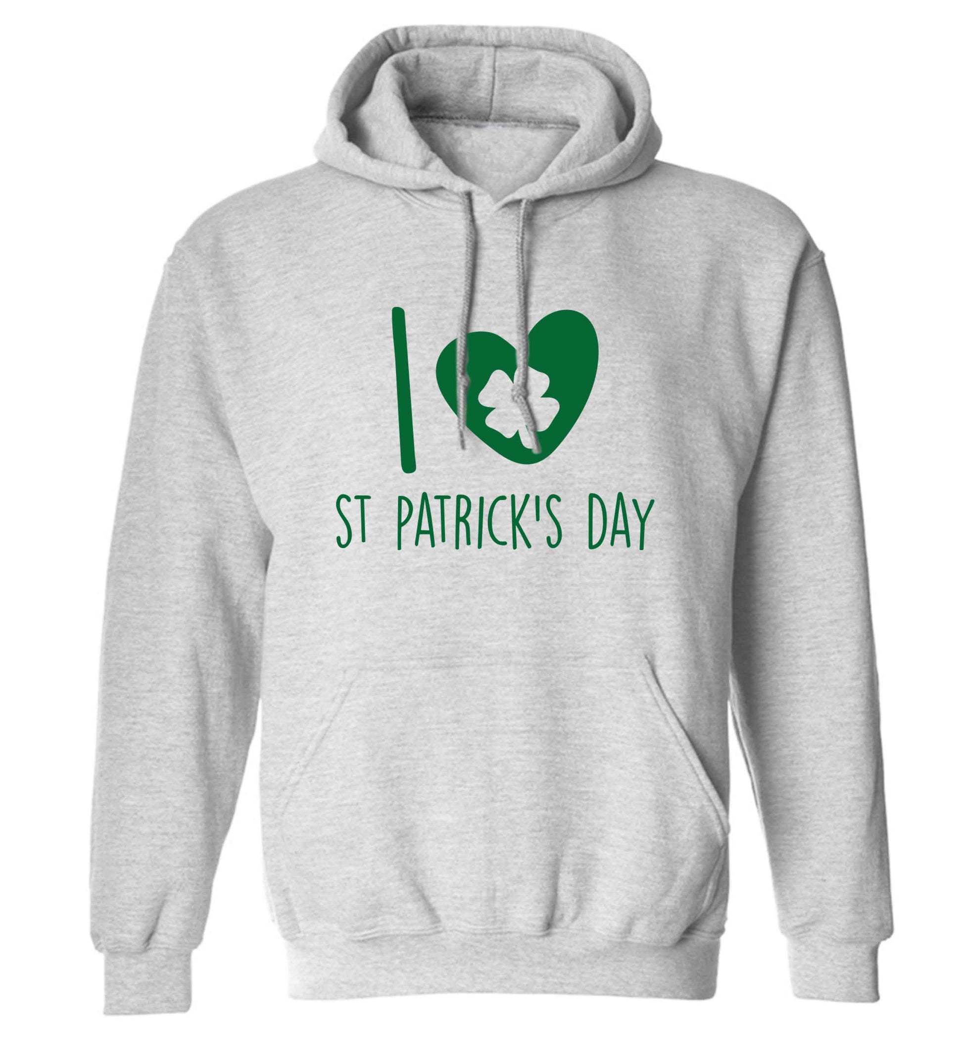 I love St.Patricks day adults unisex grey hoodie 2XL