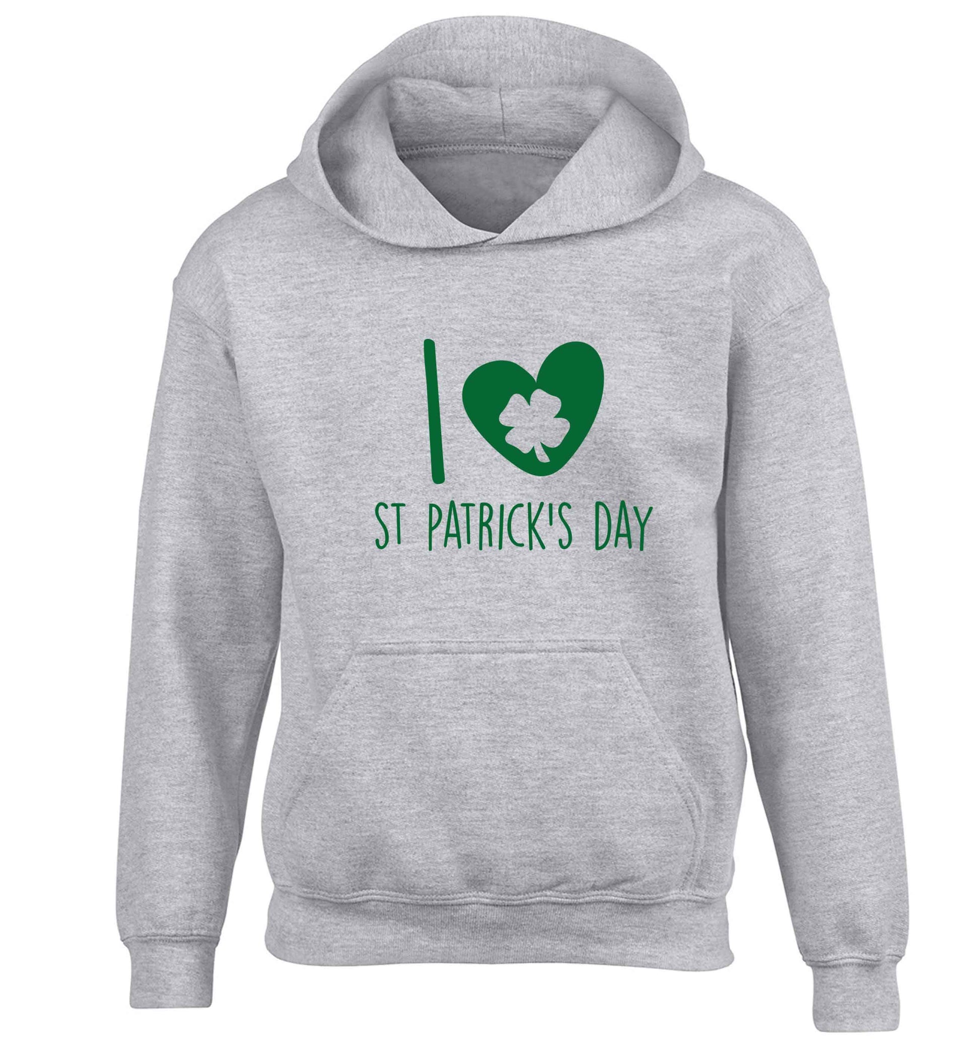 I love St.Patricks day children's grey hoodie 12-13 Years