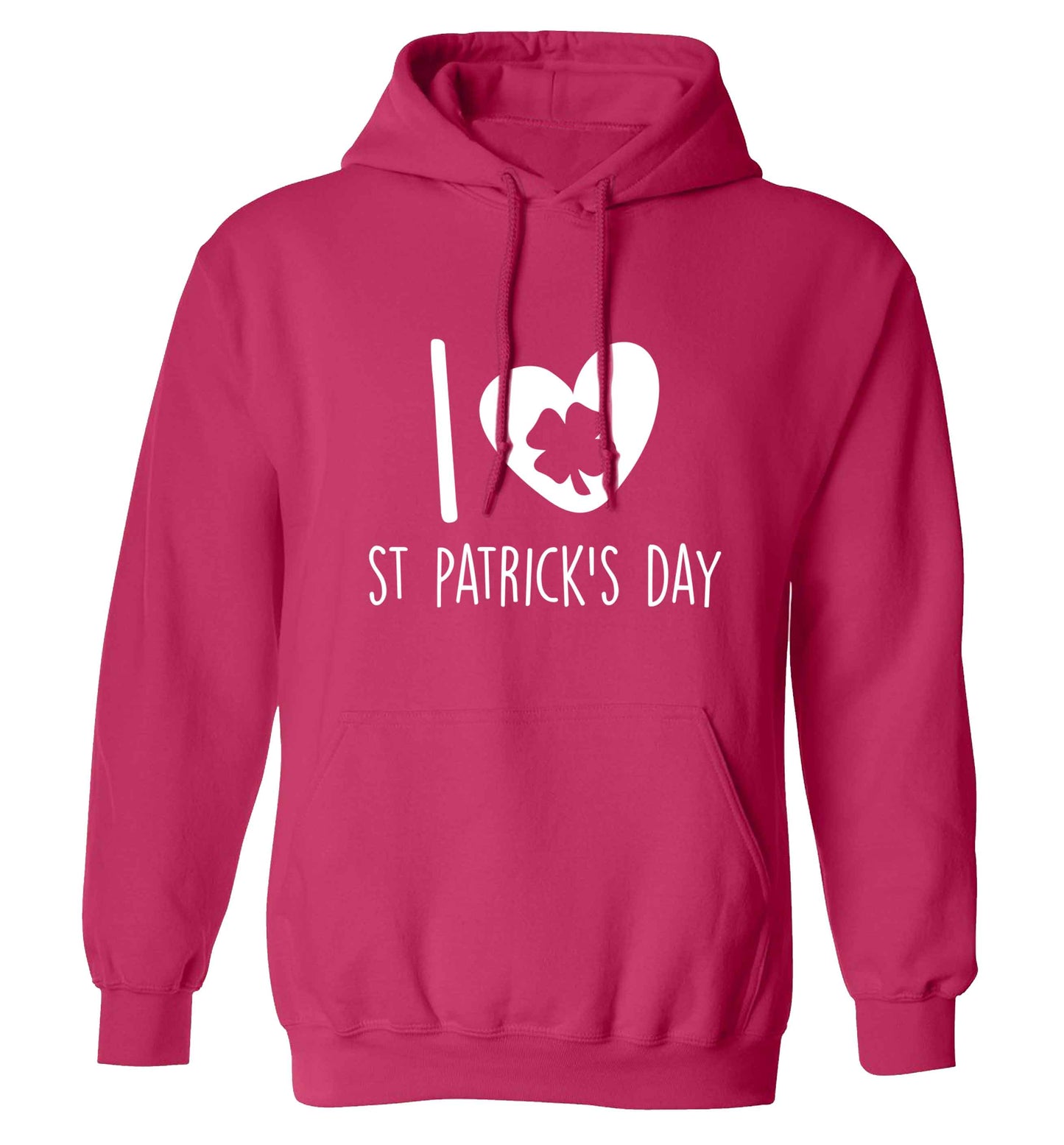 I love St.Patricks day adults unisex pink hoodie 2XL