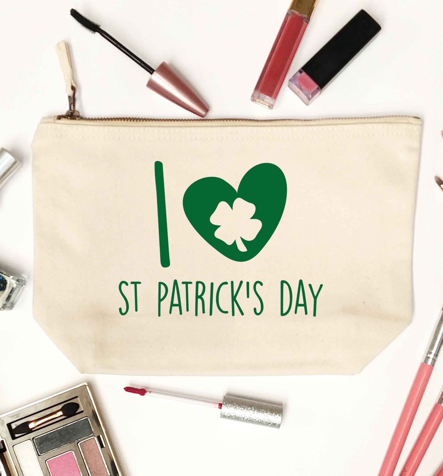 I love St.Patricks day natural makeup bag