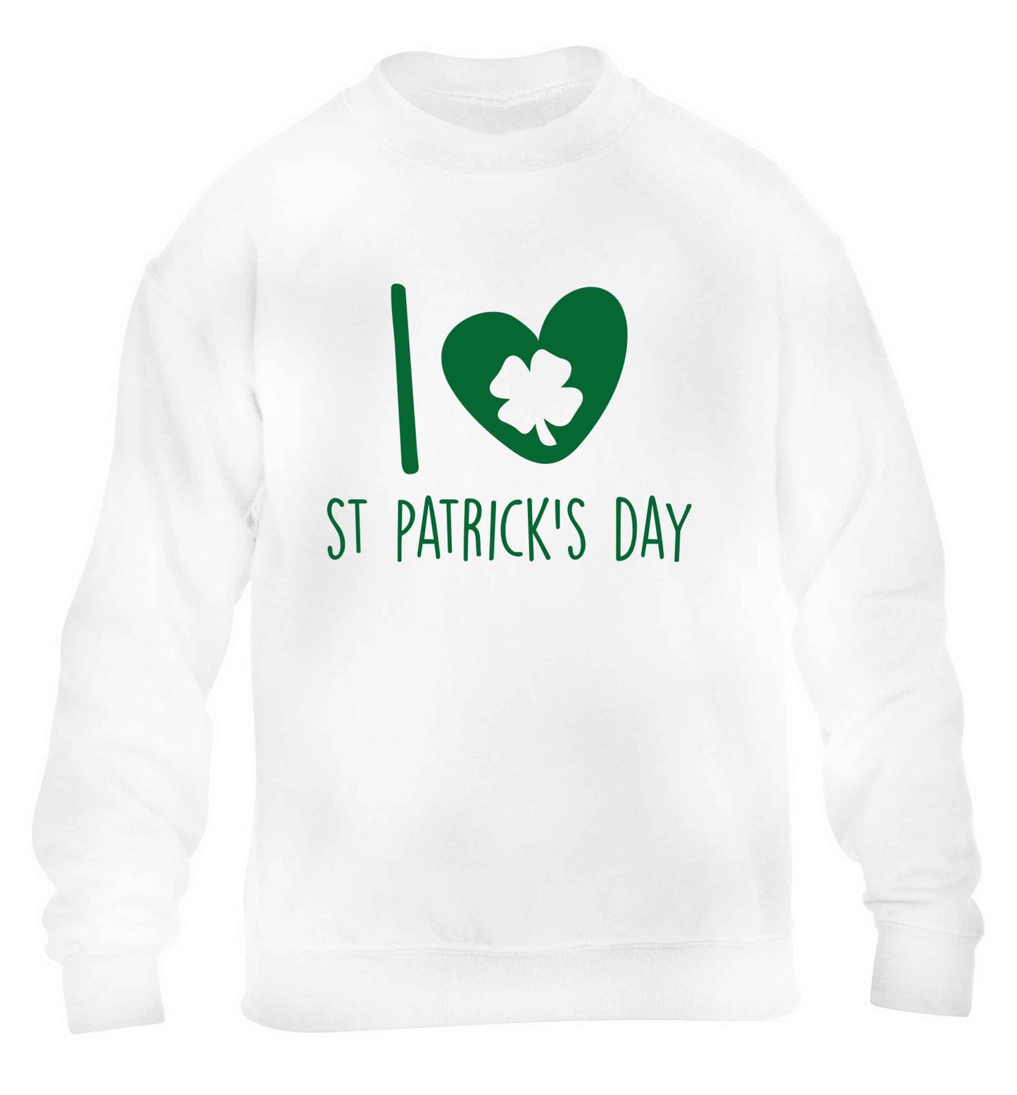 I love St.Patricks day children's white sweater 12-13 Years