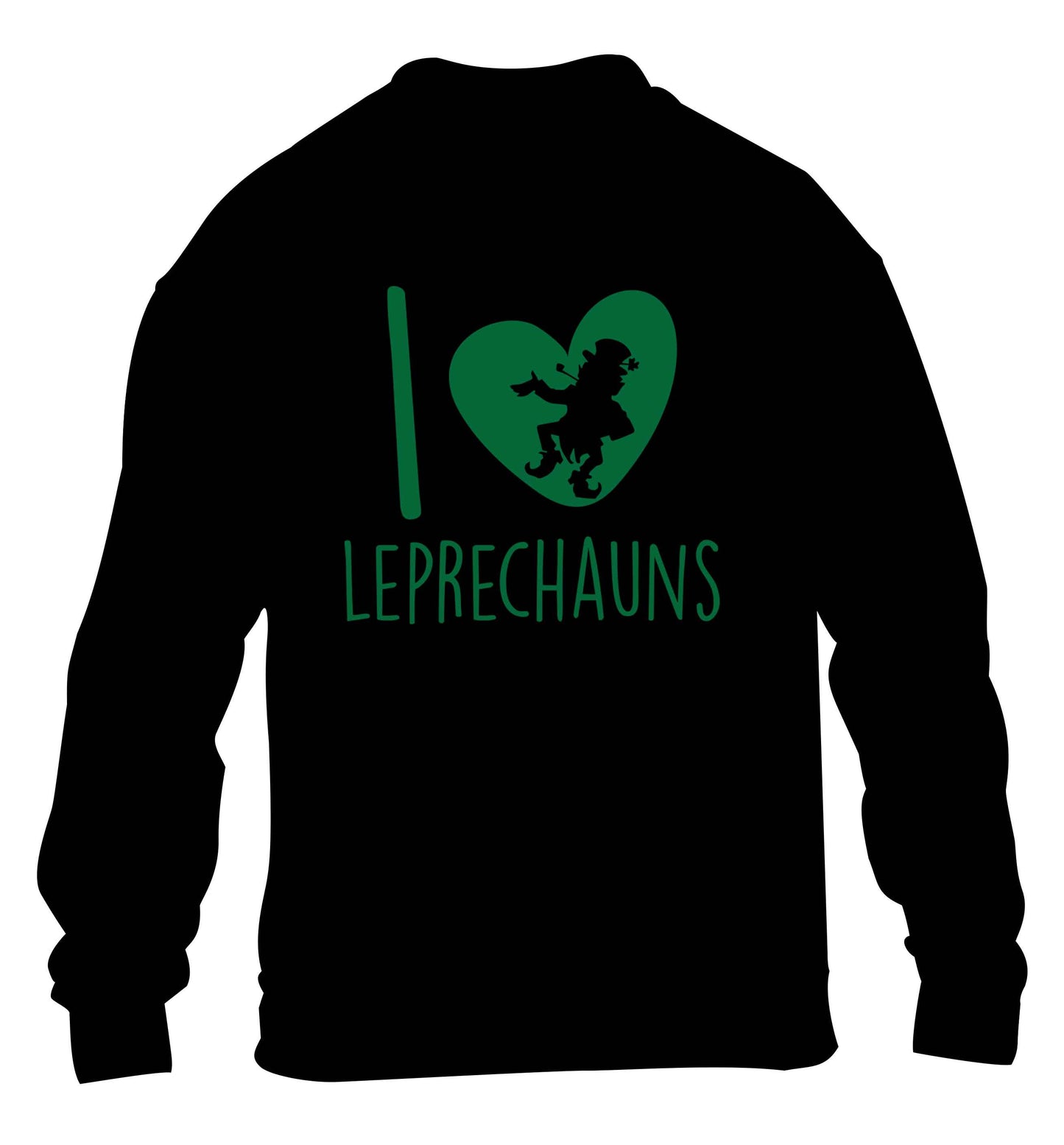 I love leprechauns children's black sweater 12-13 Years