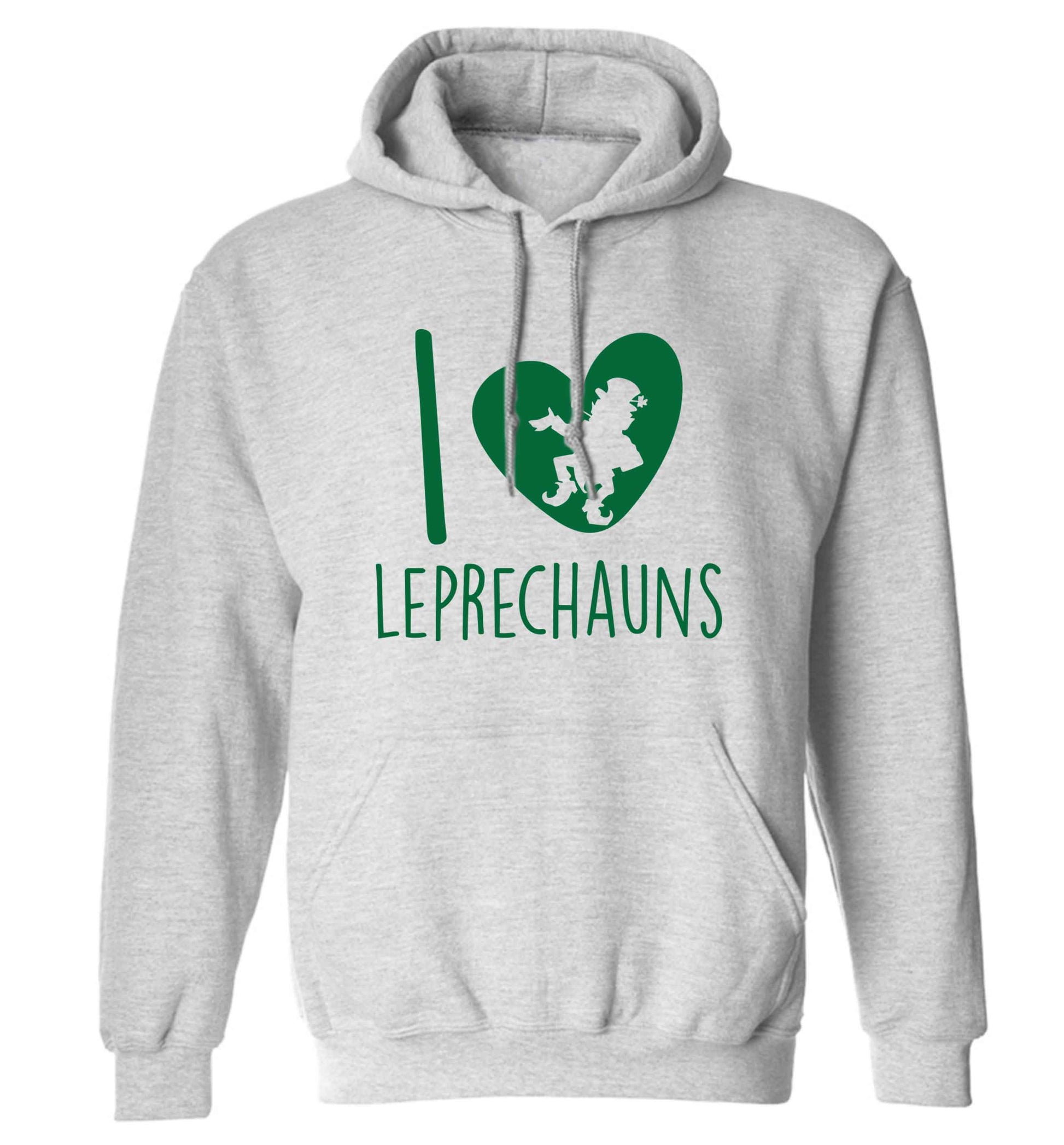 I love leprechauns adults unisex grey hoodie 2XL