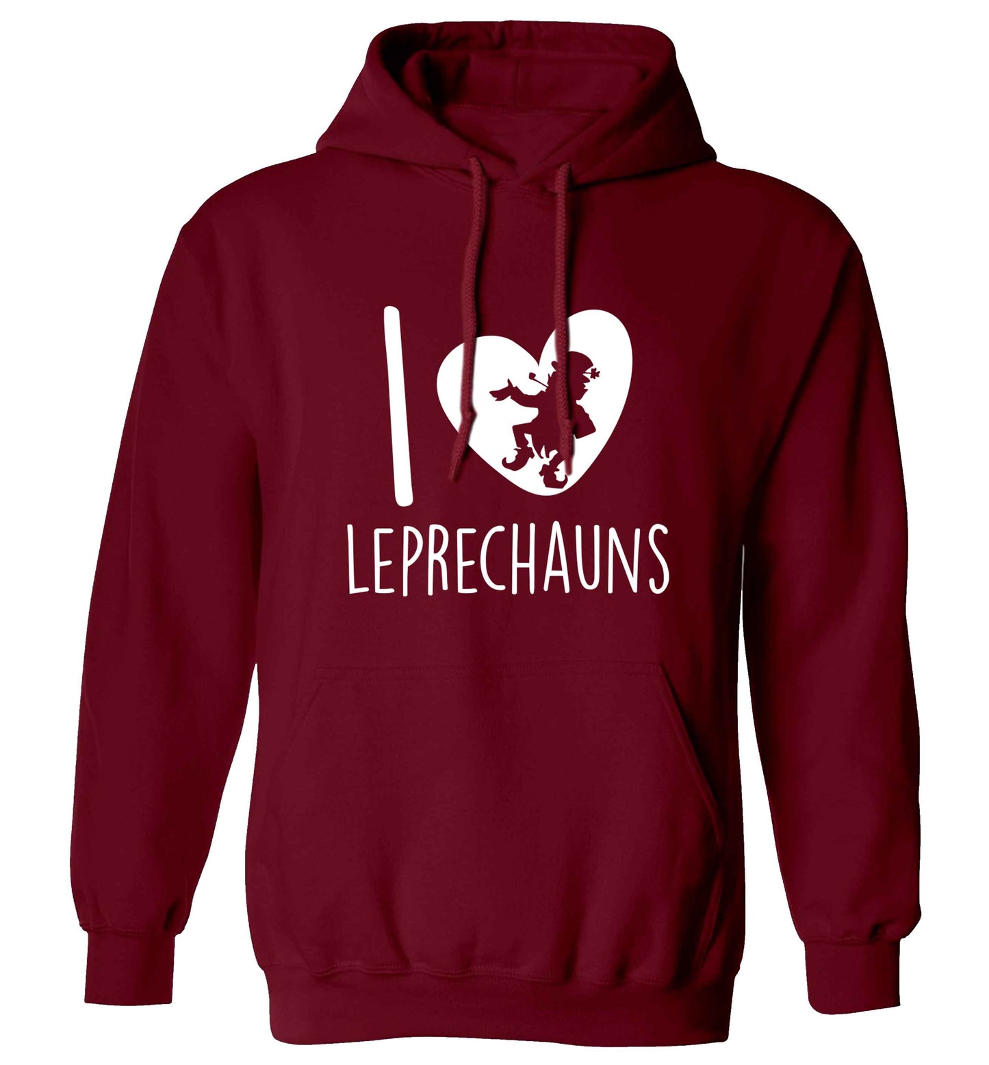 I love leprechauns adults unisex maroon hoodie 2XL