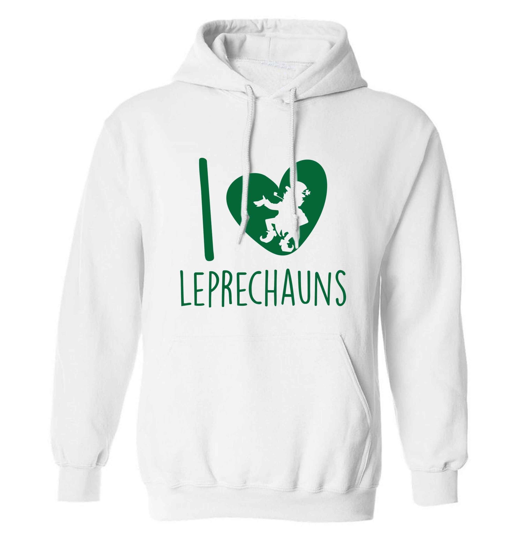 I love leprechauns adults unisex white hoodie 2XL