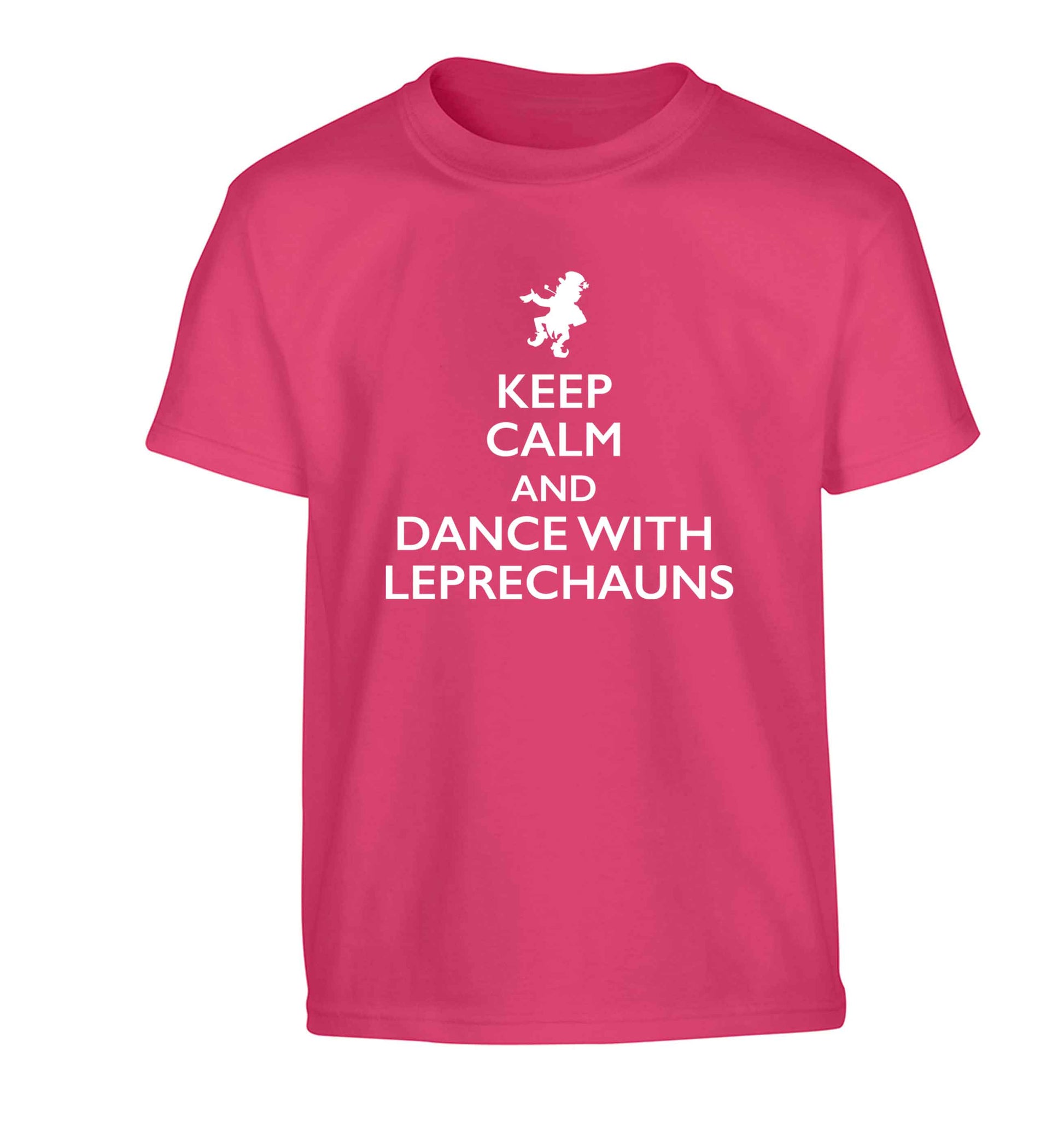 Keep calm and dance with leprechauns Children's pink Tshirt 12-13 Years