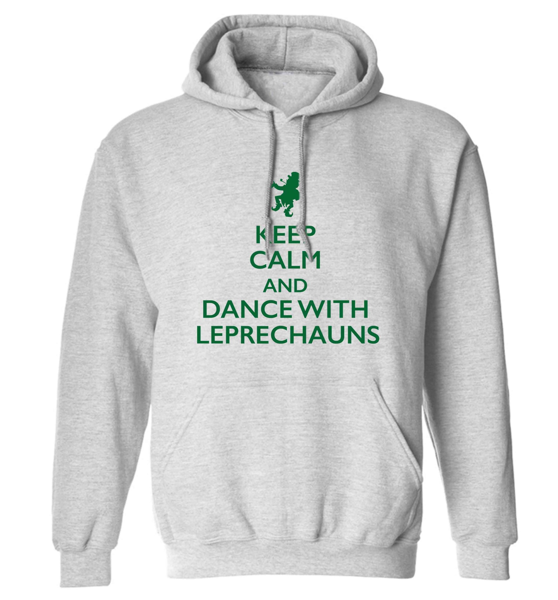 Keep calm and dance with leprechauns adults unisex grey hoodie 2XL