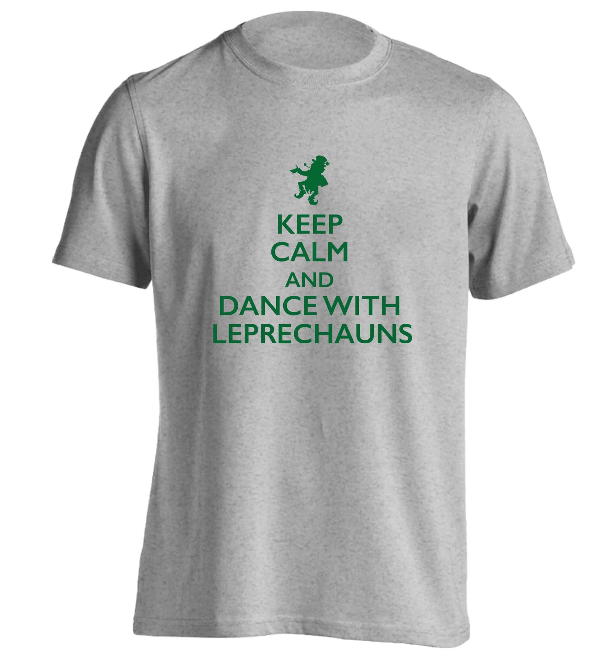 Keep calm and dance with leprechauns adults unisex grey Tshirt 2XL