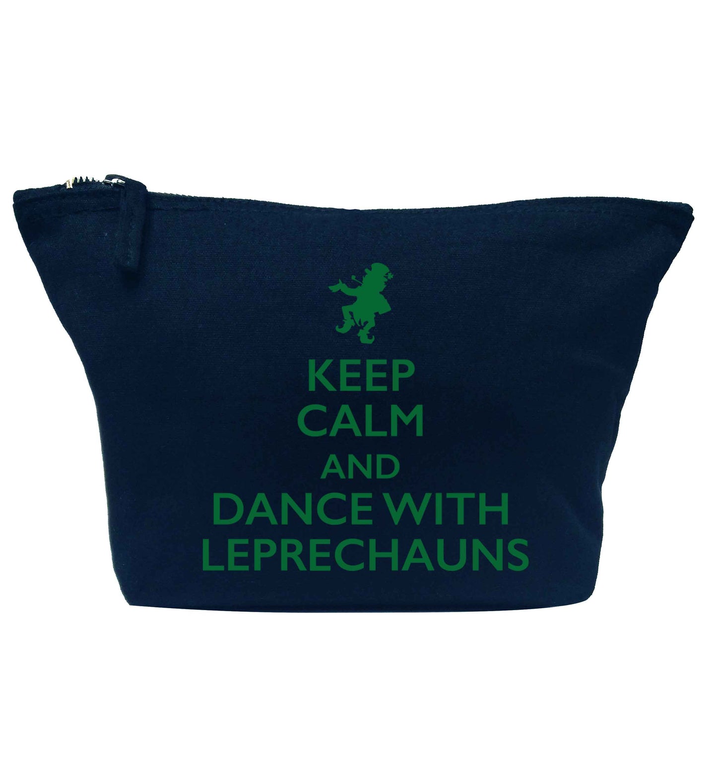 Keep calm and dance with leprechauns navy makeup bag
