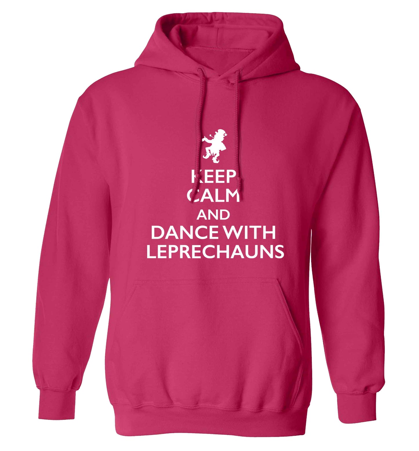 Keep calm and dance with leprechauns adults unisex pink hoodie 2XL