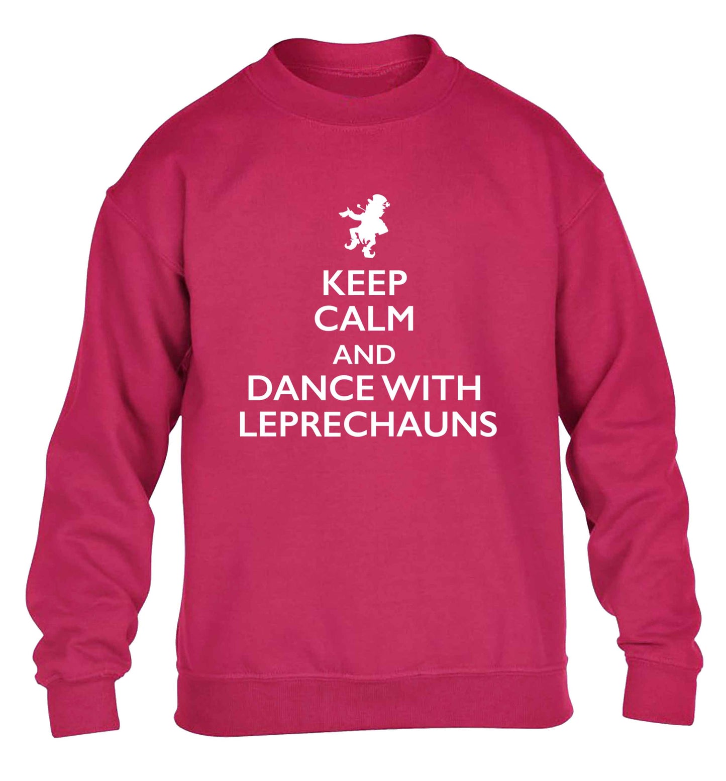 Keep calm and dance with leprechauns children's pink sweater 12-13 Years