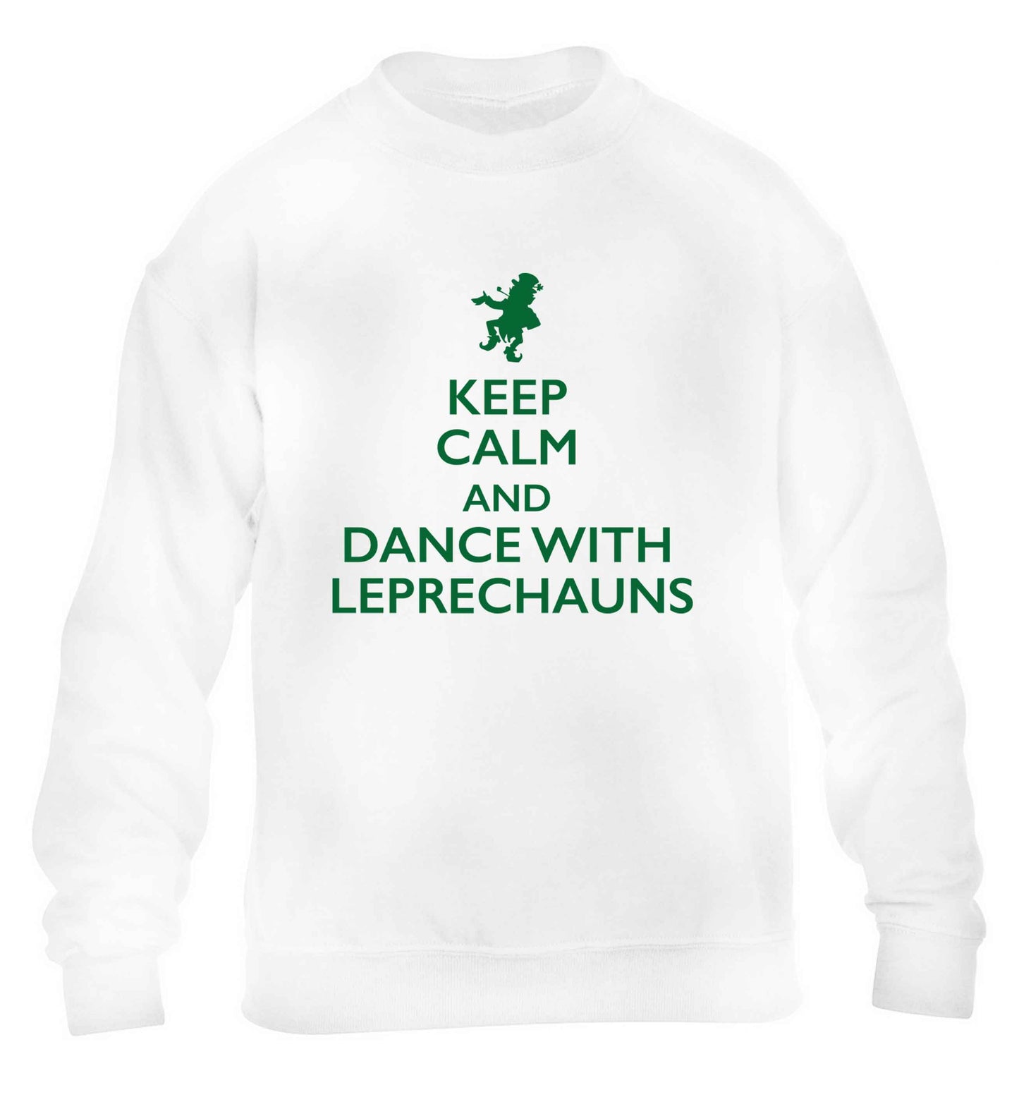 Keep calm and dance with leprechauns children's white sweater 12-13 Years