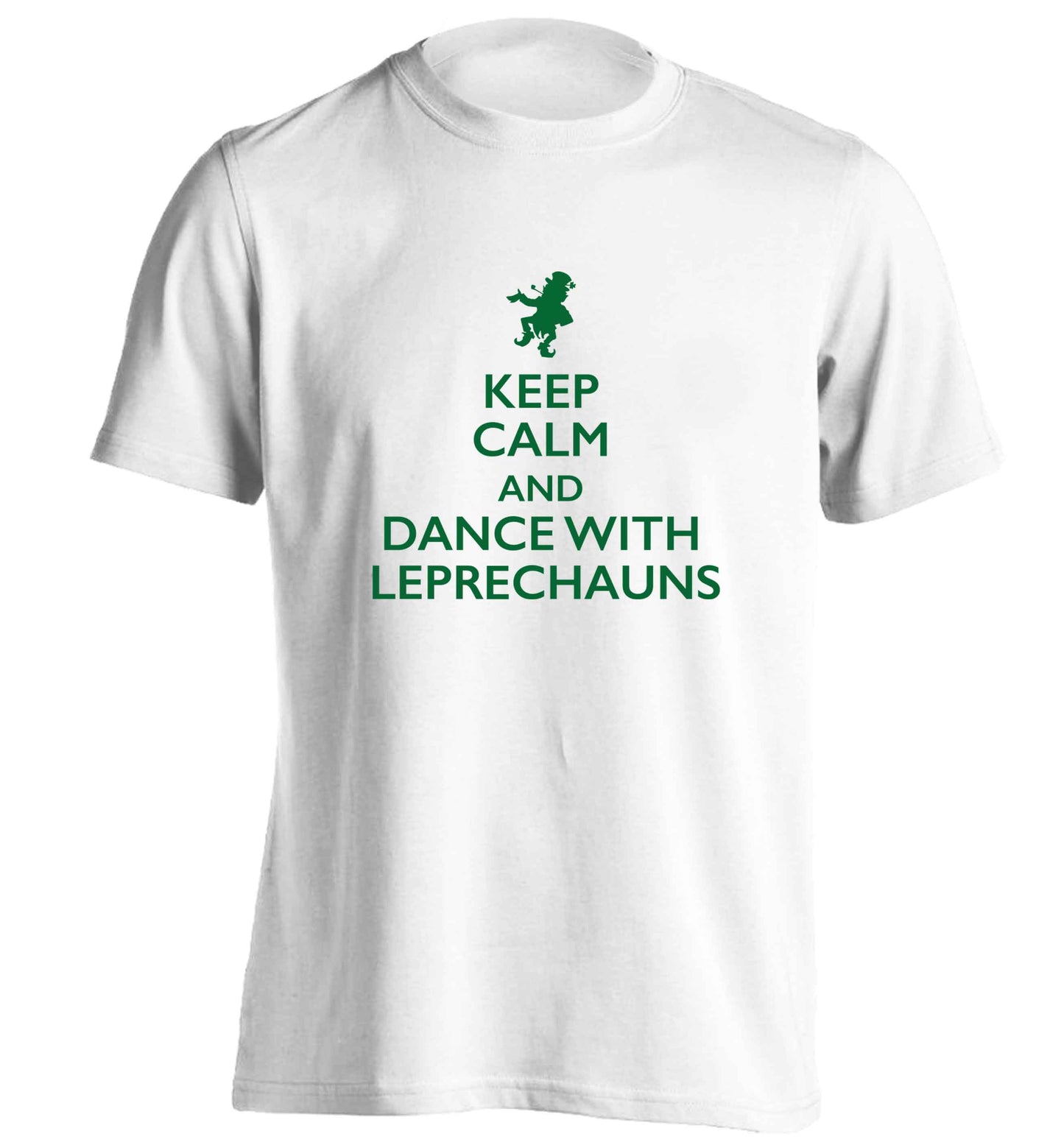Keep calm and dance with leprechauns adults unisex white Tshirt 2XL