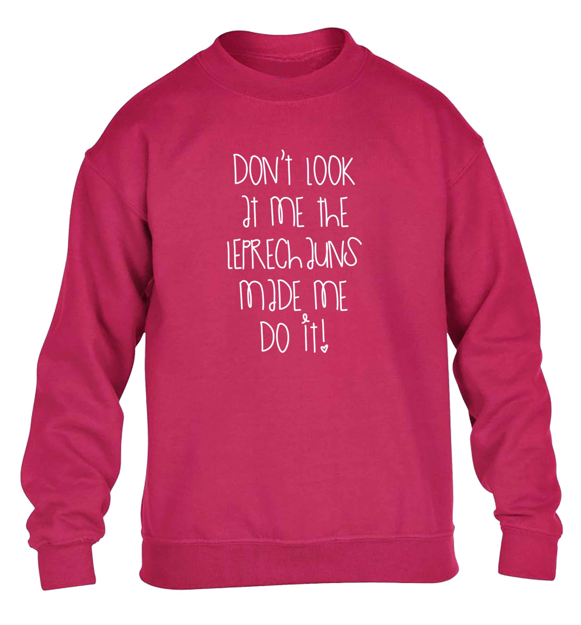 Don't look at me the leprechauns made me do it children's pink sweater 12-13 Years