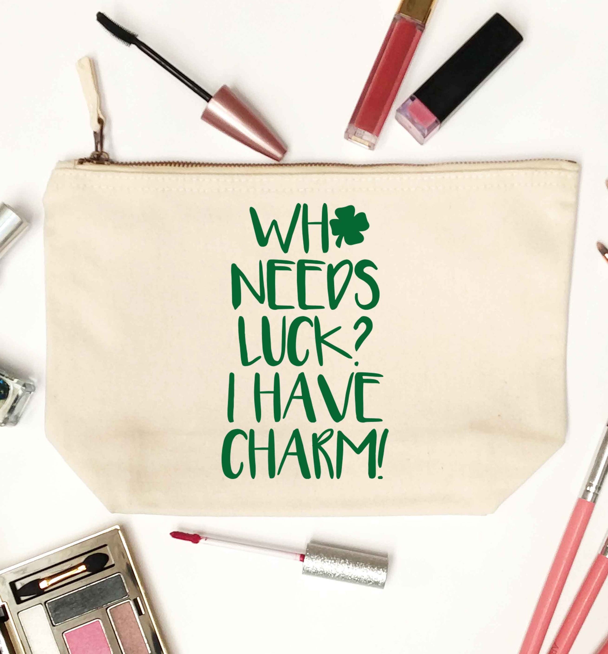 Who needs luck? I have charm! natural makeup bag