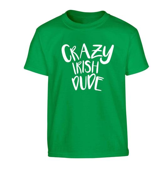 Crazy Irish dude Children's green Tshirt 12-13 Years