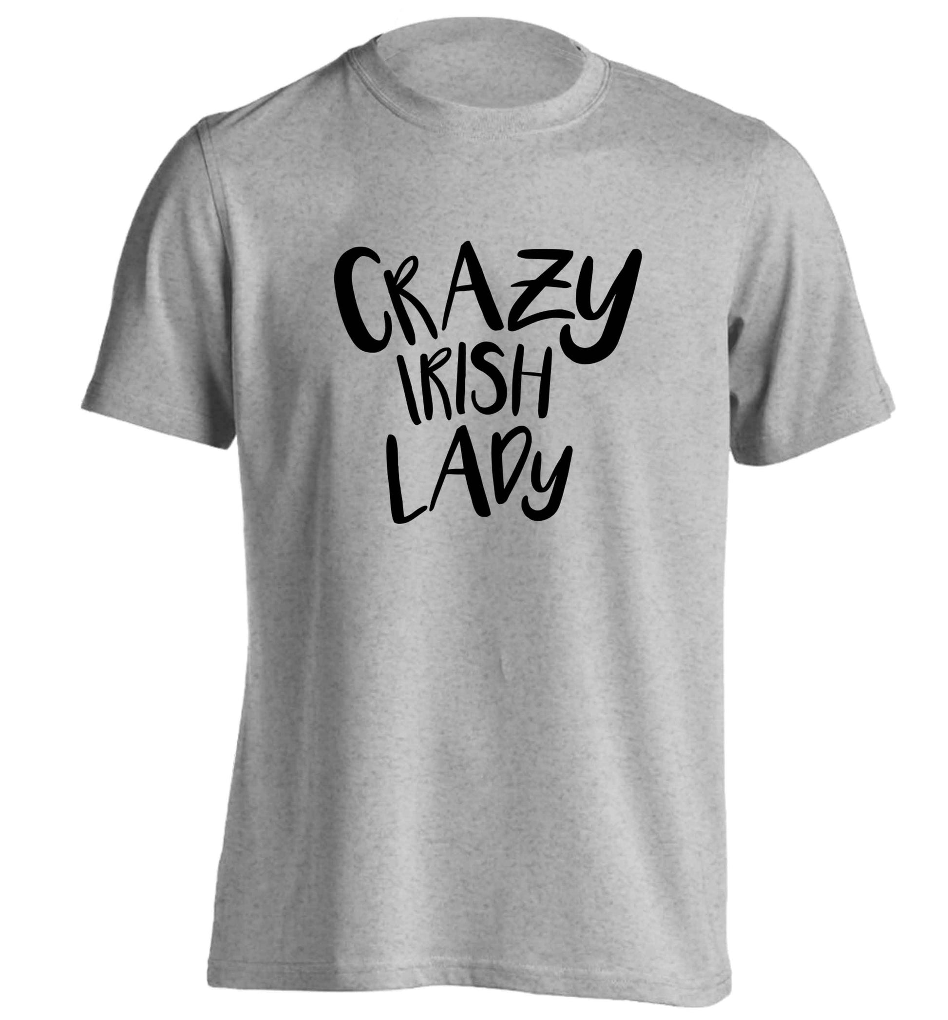 Crazy Irish lady adults unisex grey Tshirt 2XL