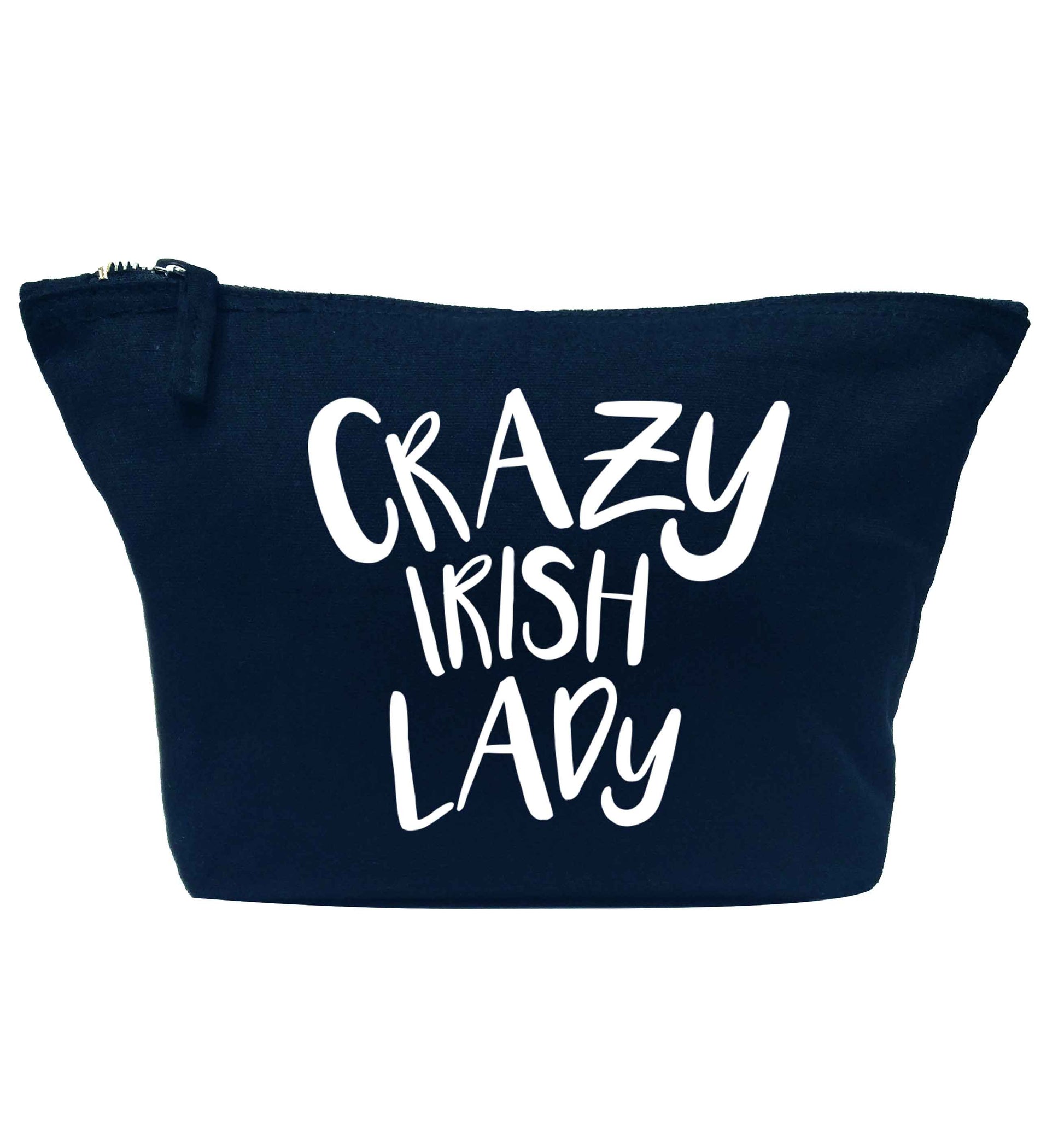 Crazy Irish lady navy makeup bag