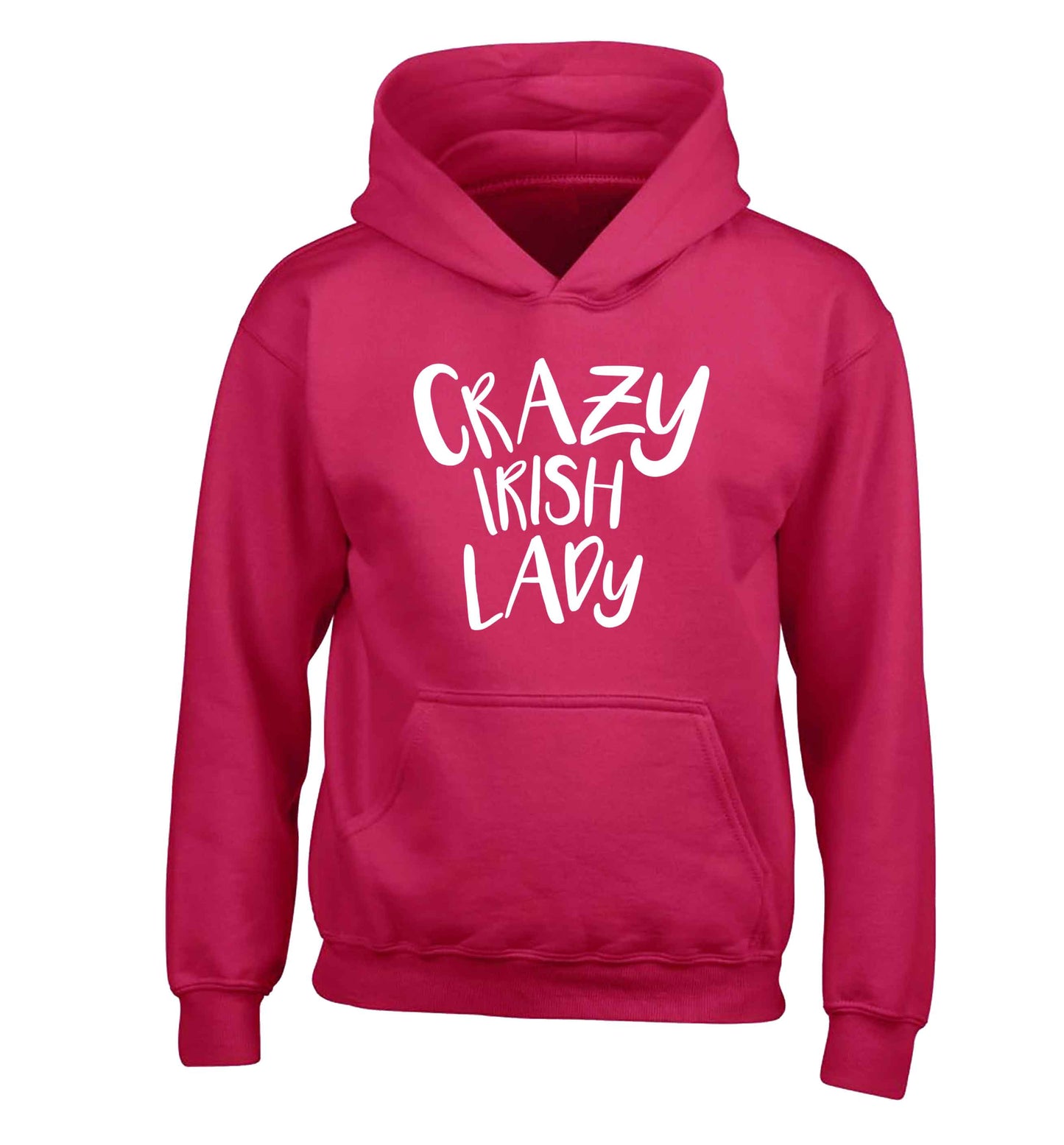 Crazy Irish lady children's pink hoodie 12-13 Years
