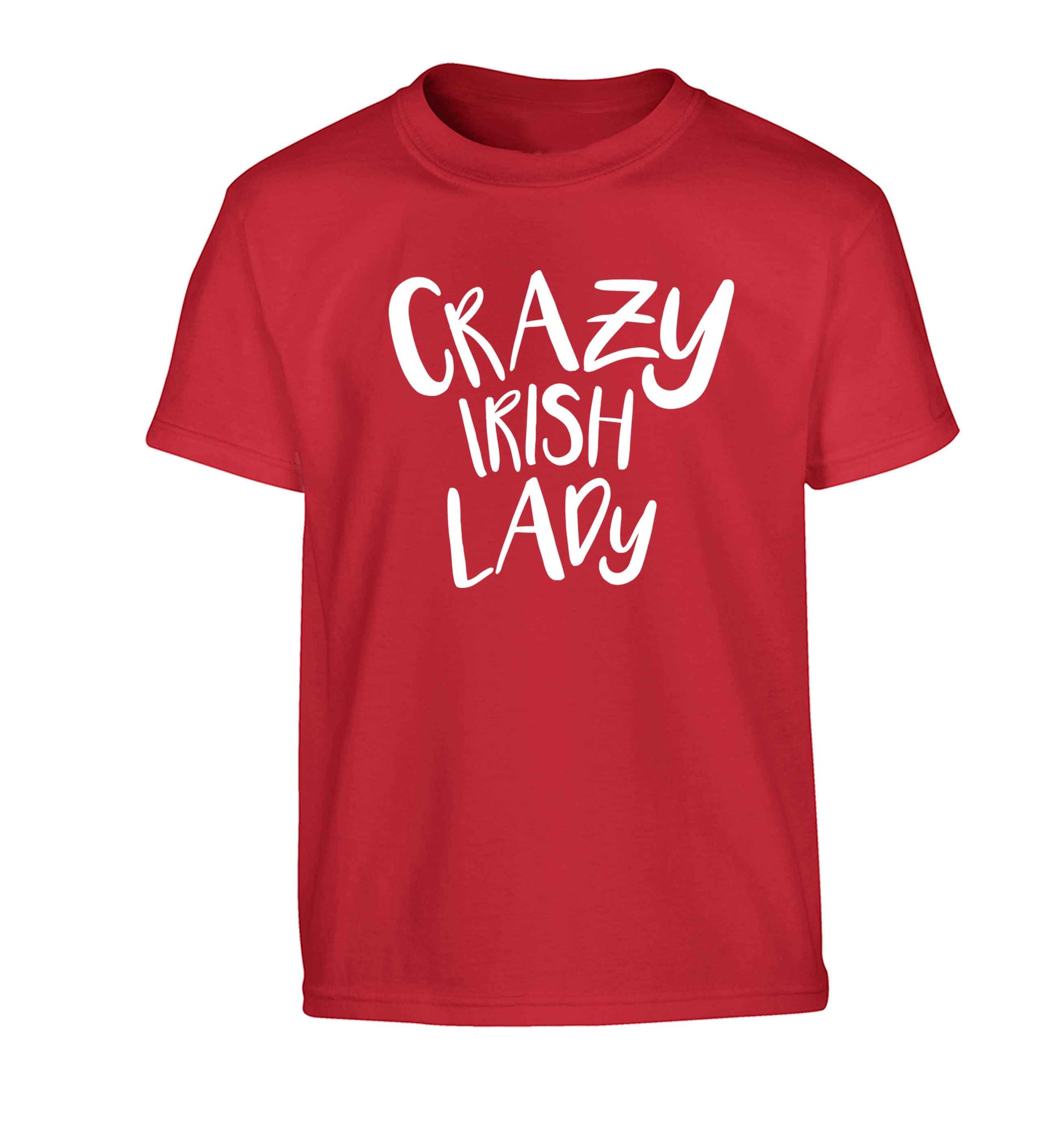 Crazy Irish lady Children's red Tshirt 12-13 Years