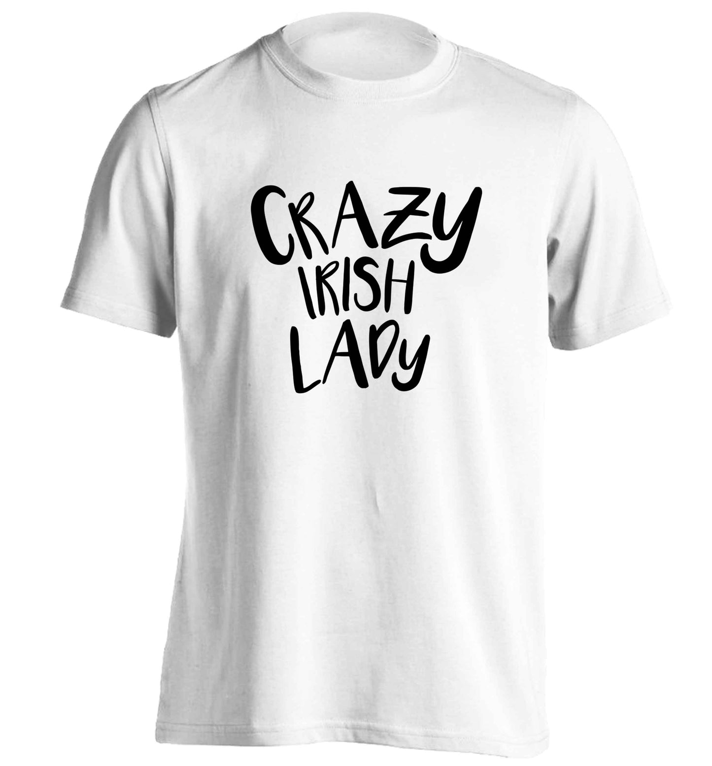 Crazy Irish lady adults unisex white Tshirt 2XL