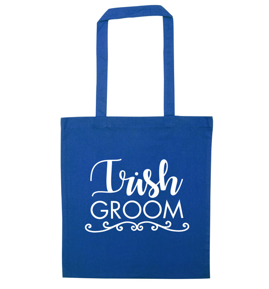 Irish groom blue tote bag