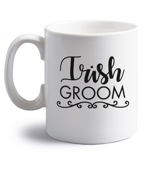 Irish groom right handed white ceramic mug 
