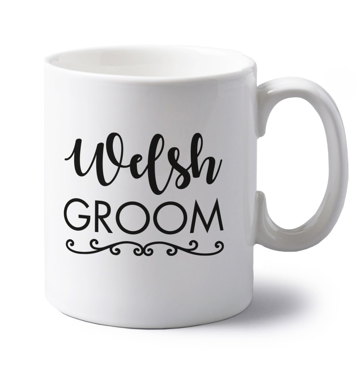 Welsh groom left handed white ceramic mug 