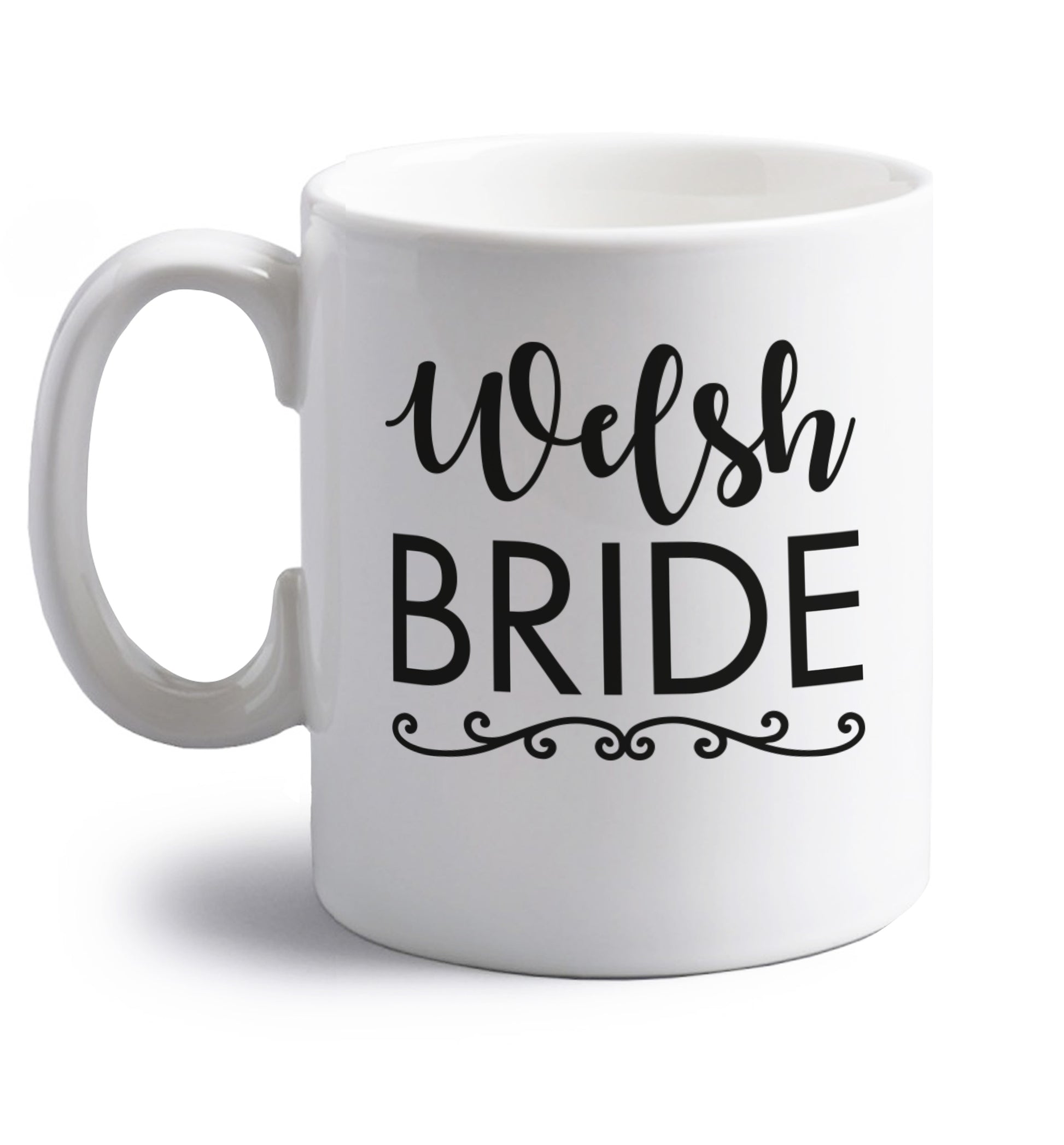 Welsh Bride right handed white ceramic mug 