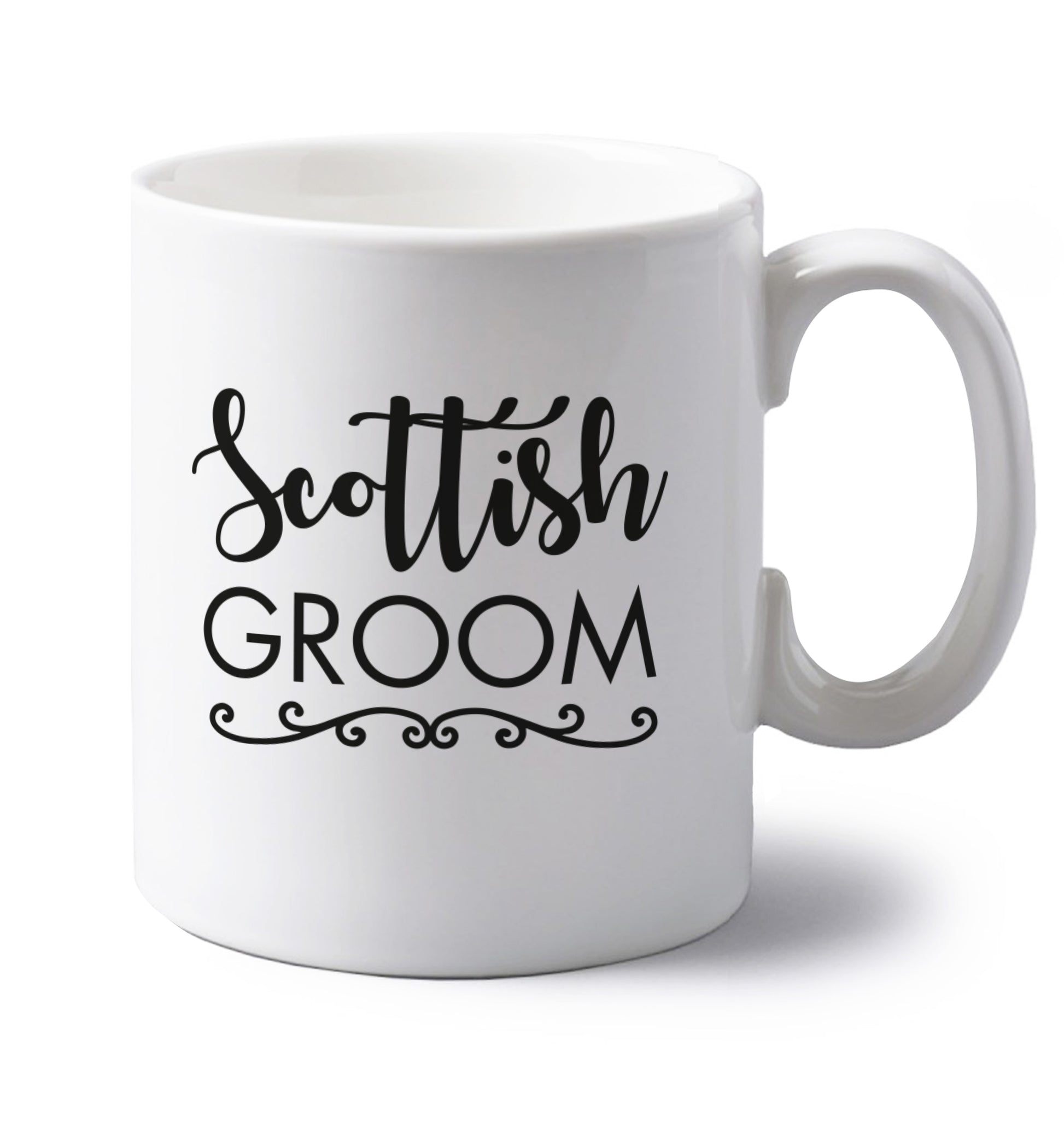 Scottish groom left handed white ceramic mug 