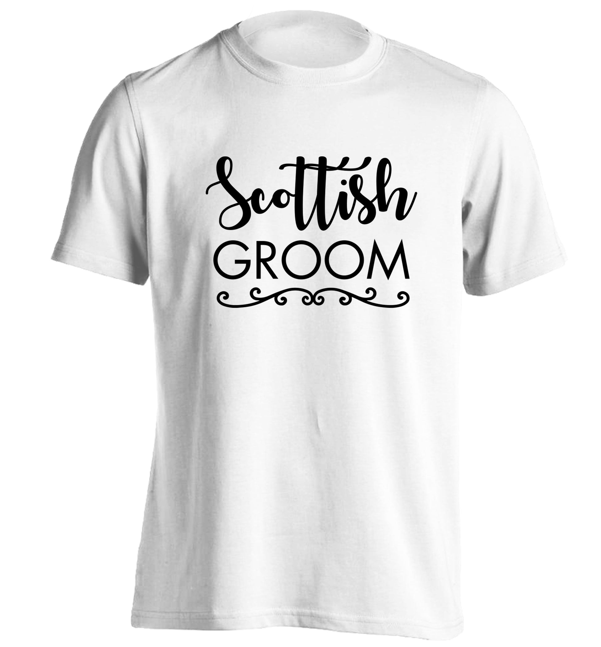 Scottish groom adults unisex white Tshirt 2XL