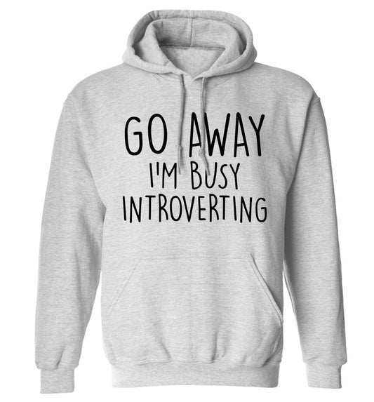 Go away I'm busy introverting adults unisex grey hoodie 2XL