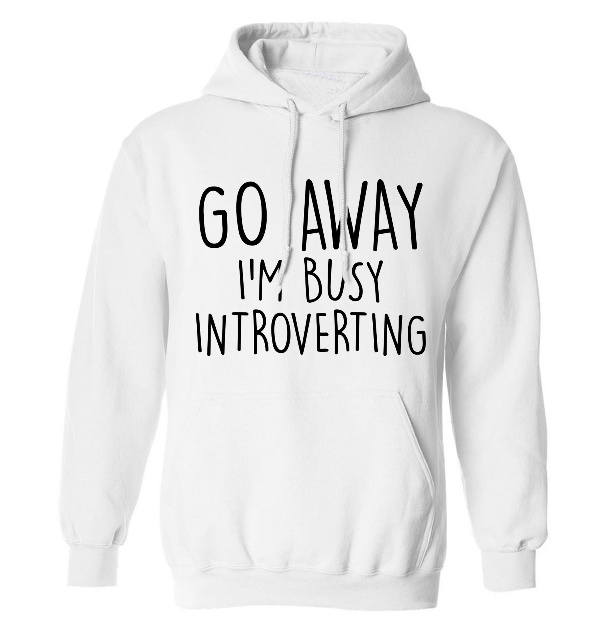 Go away I'm busy introverting adults unisex white hoodie 2XL