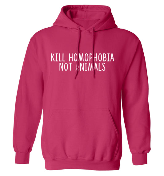 Kill Homophobia Not Animals adults unisex pink hoodie 2XL