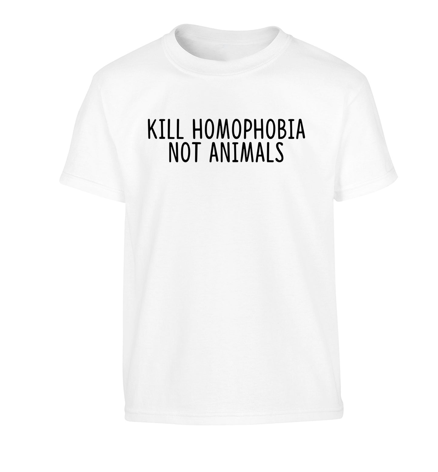Kill Homophobia Not Animals Children's white Tshirt 12-13 Years
