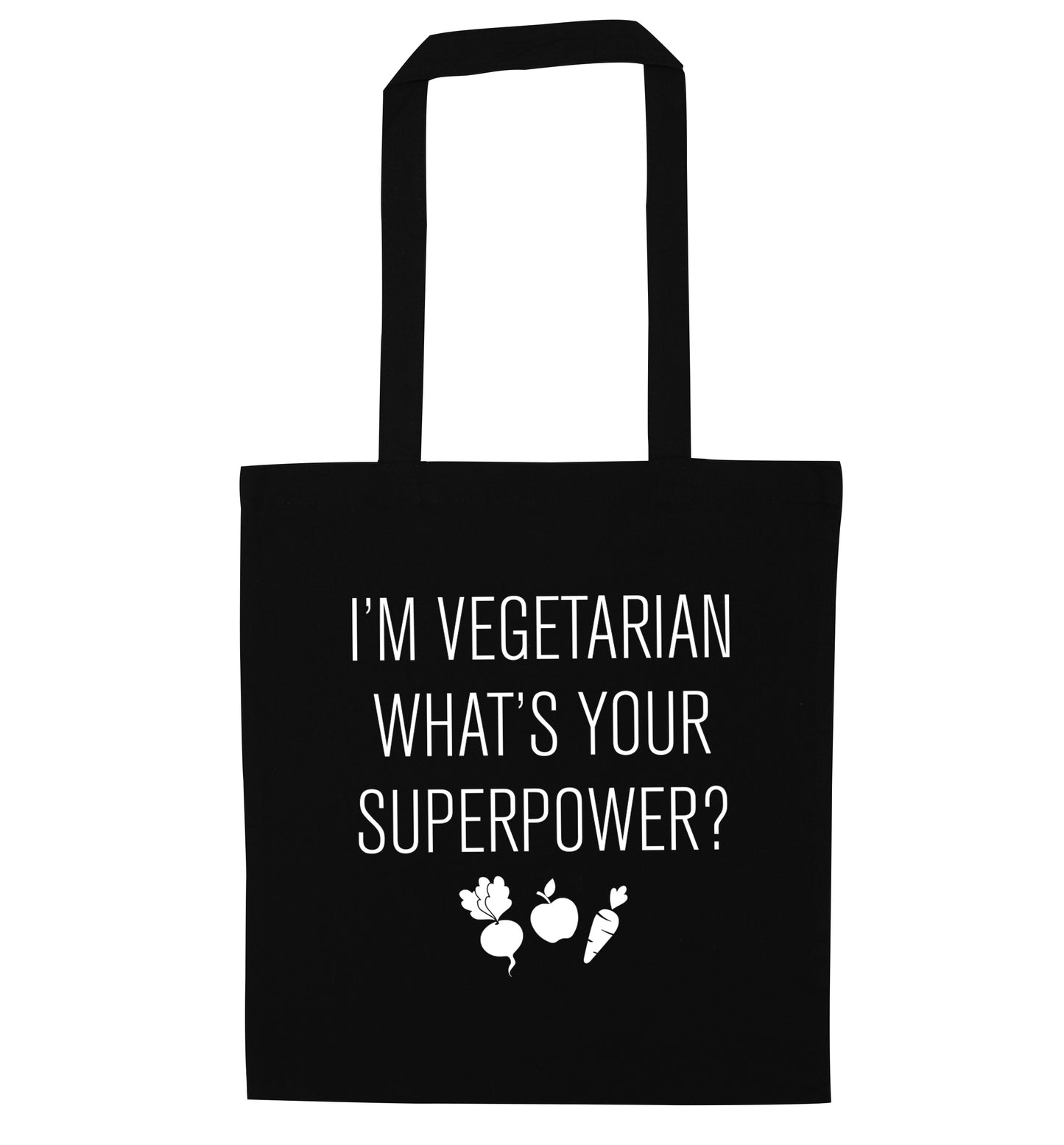 I'm vegetarian what's your superpower? black tote bag