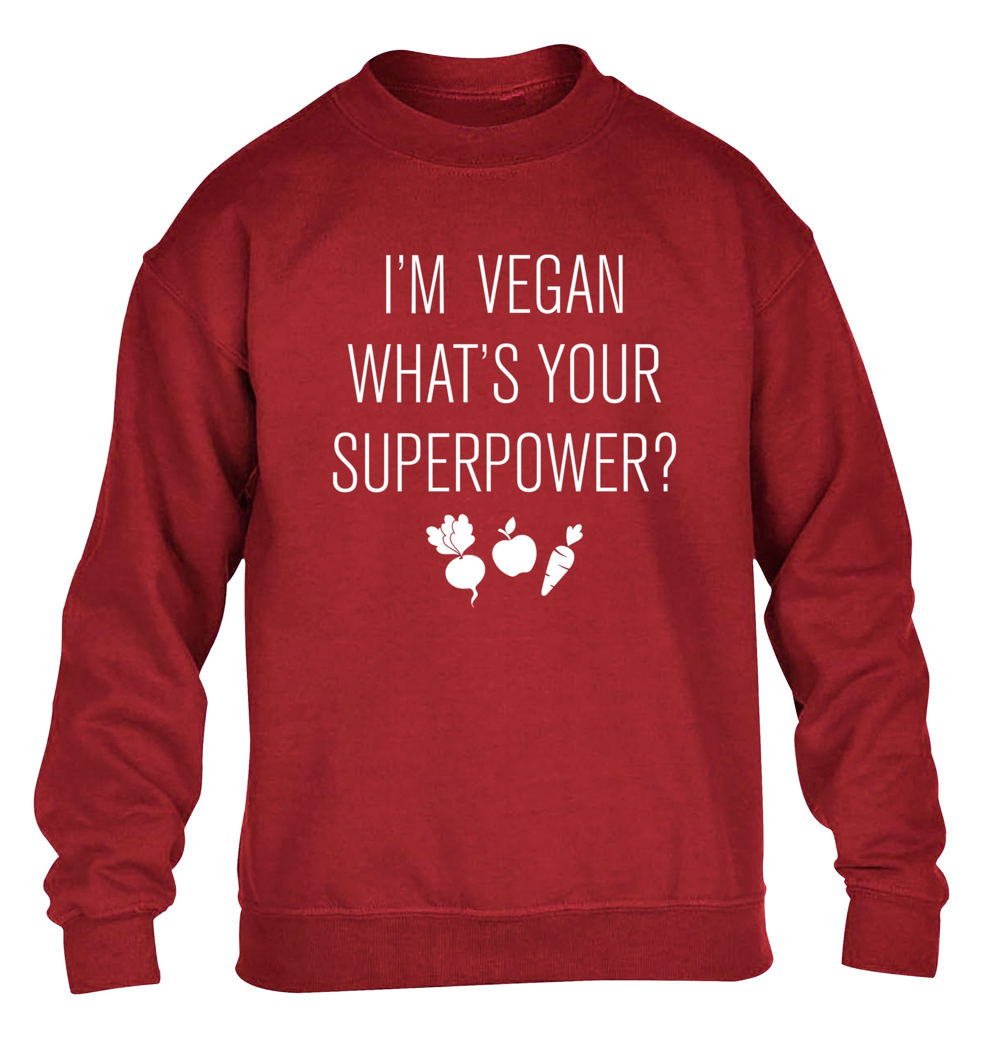I'm Vegan What's Your Superpower? children's grey sweater 12-13 Years