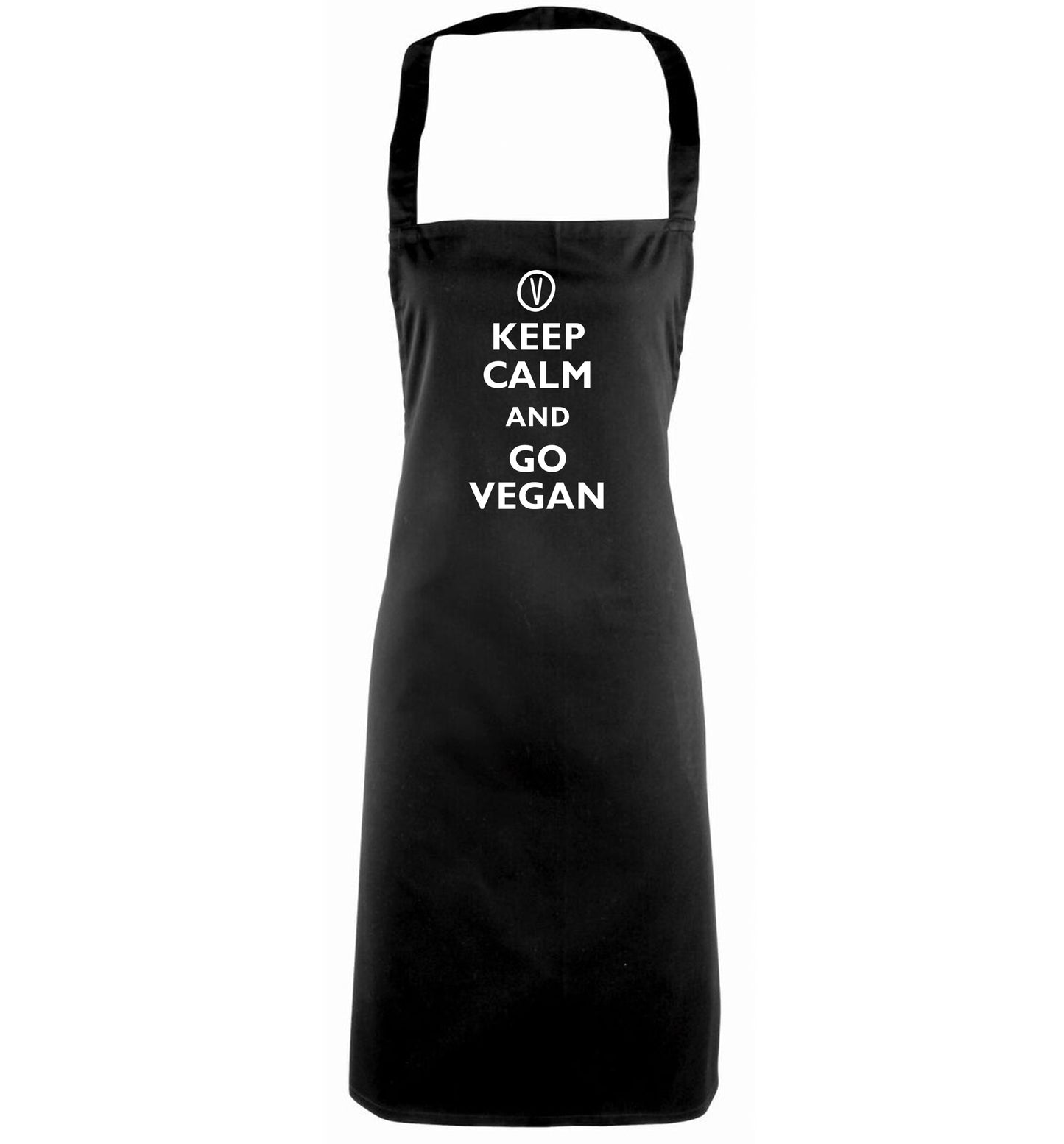 Keep calm and go vegan black apron