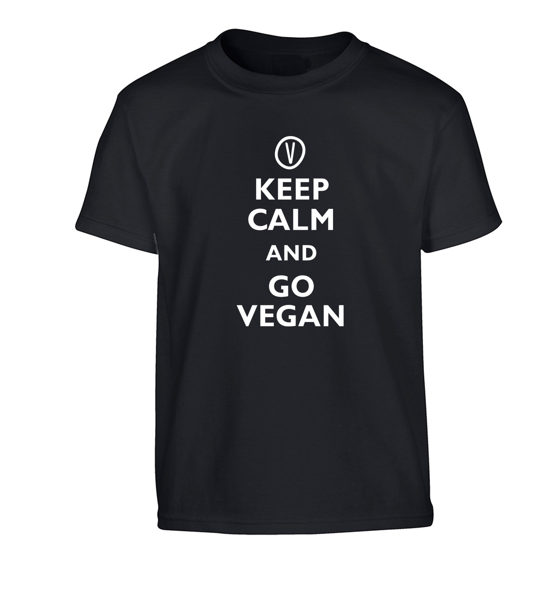 Keep calm and go vegan Children's black Tshirt 12-13 Years