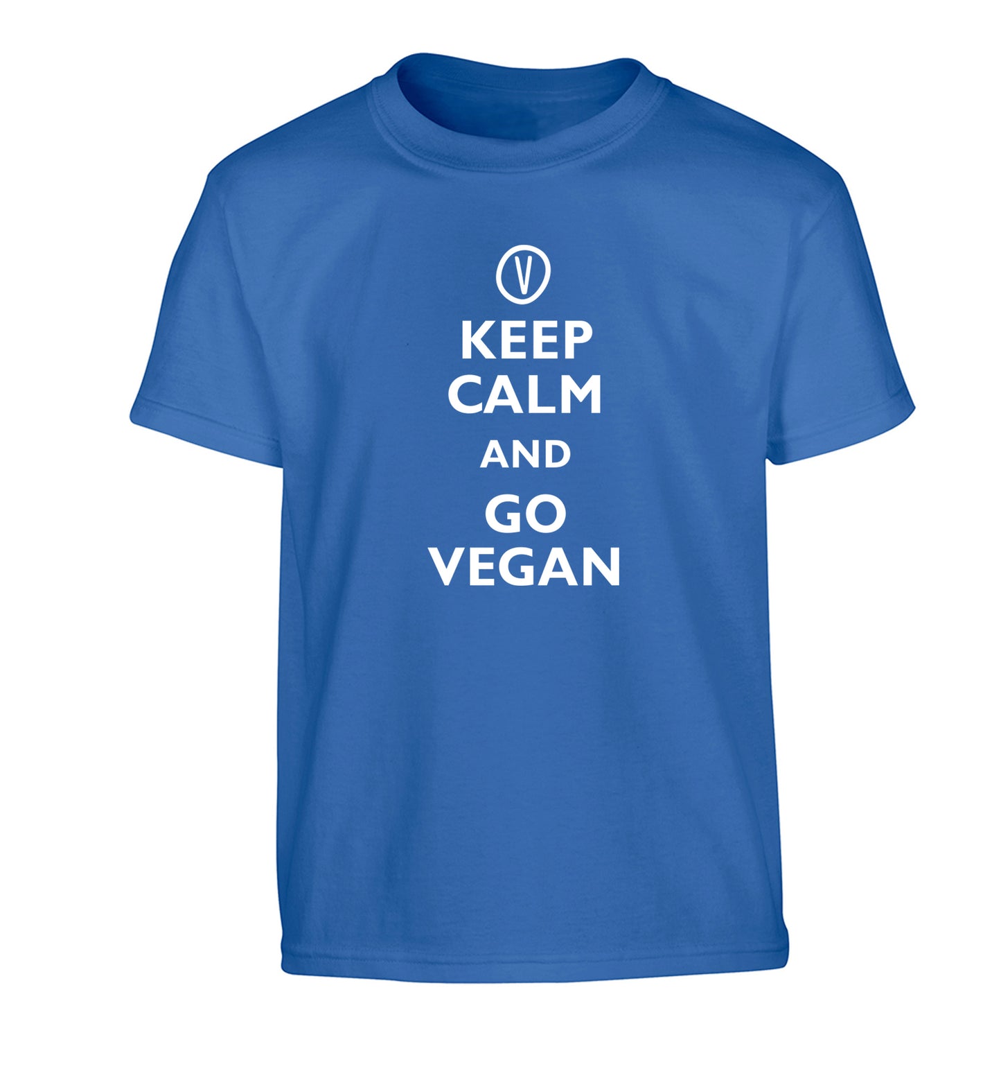 Keep calm and go vegan Children's blue Tshirt 12-13 Years