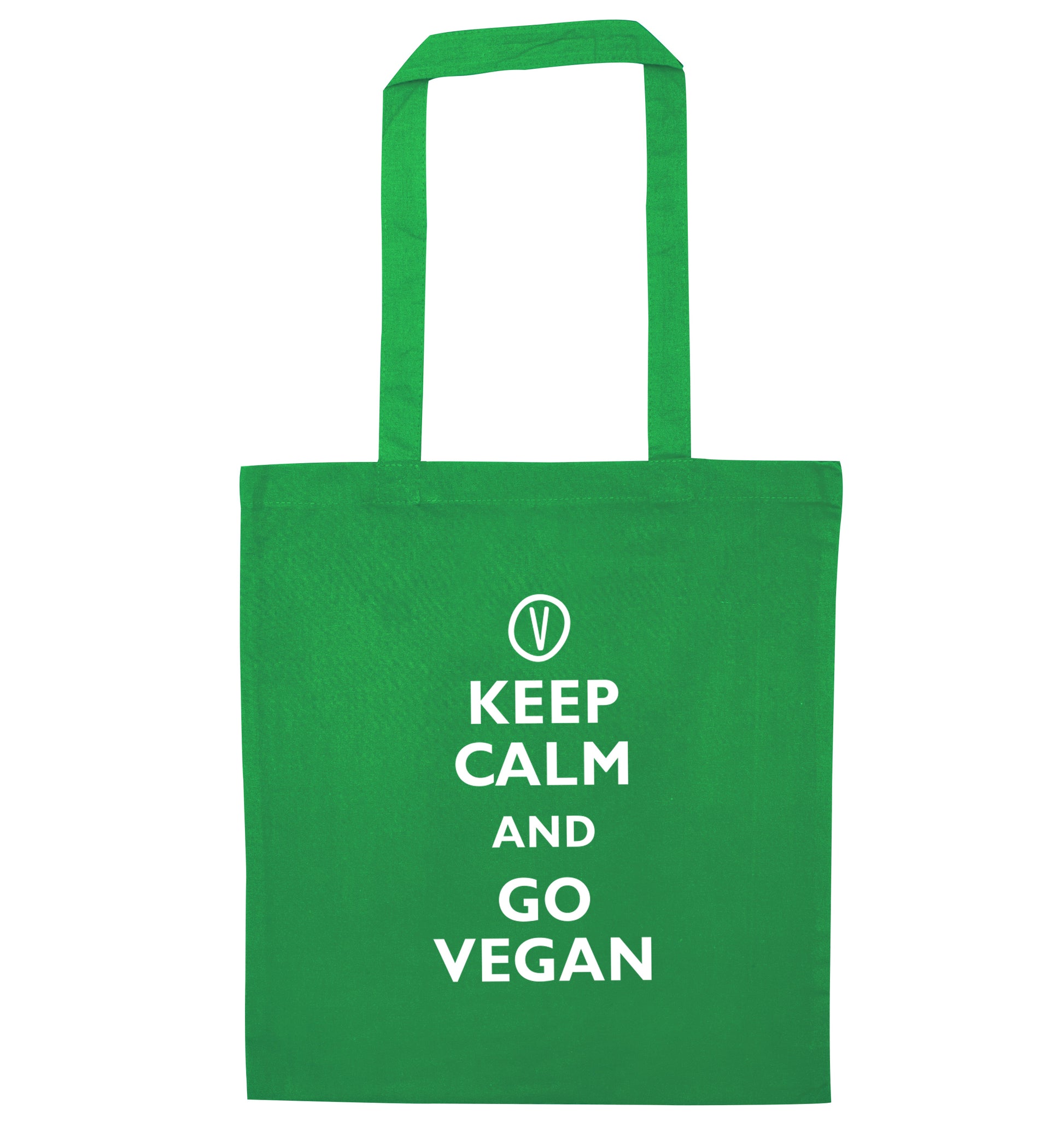 Keep calm and go vegan green tote bag