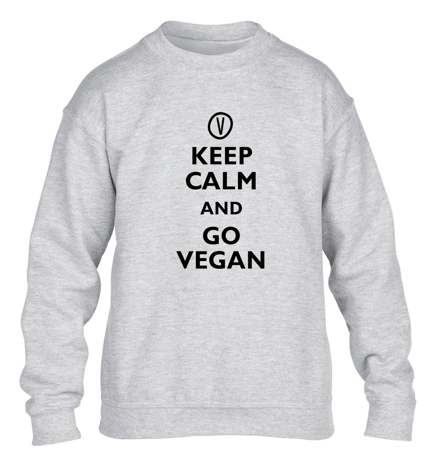 Keep calm and go vegan children's grey sweater 12-13 Years