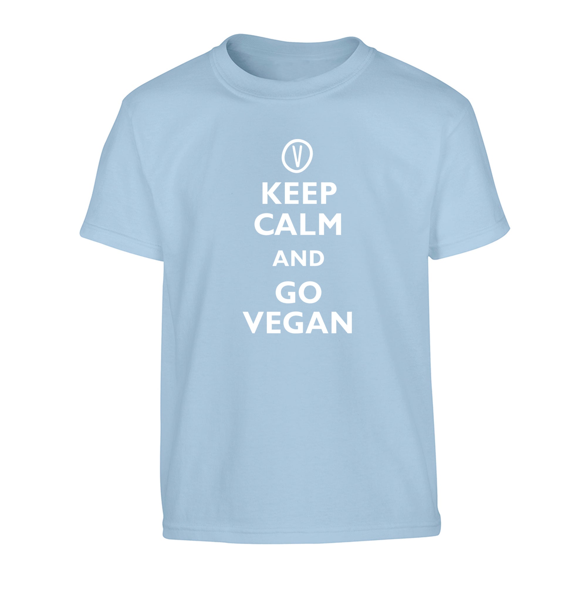 Keep calm and go vegan Children's light blue Tshirt 12-13 Years