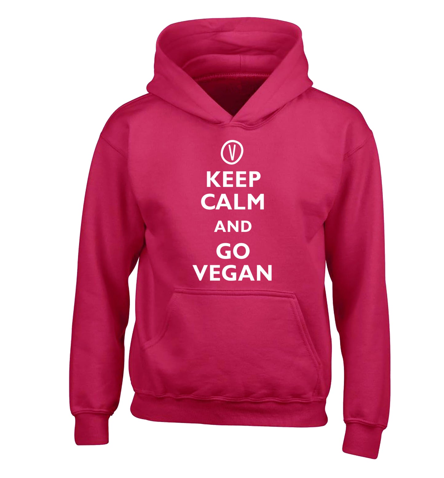 Keep calm and go vegan children's pink hoodie 12-13 Years