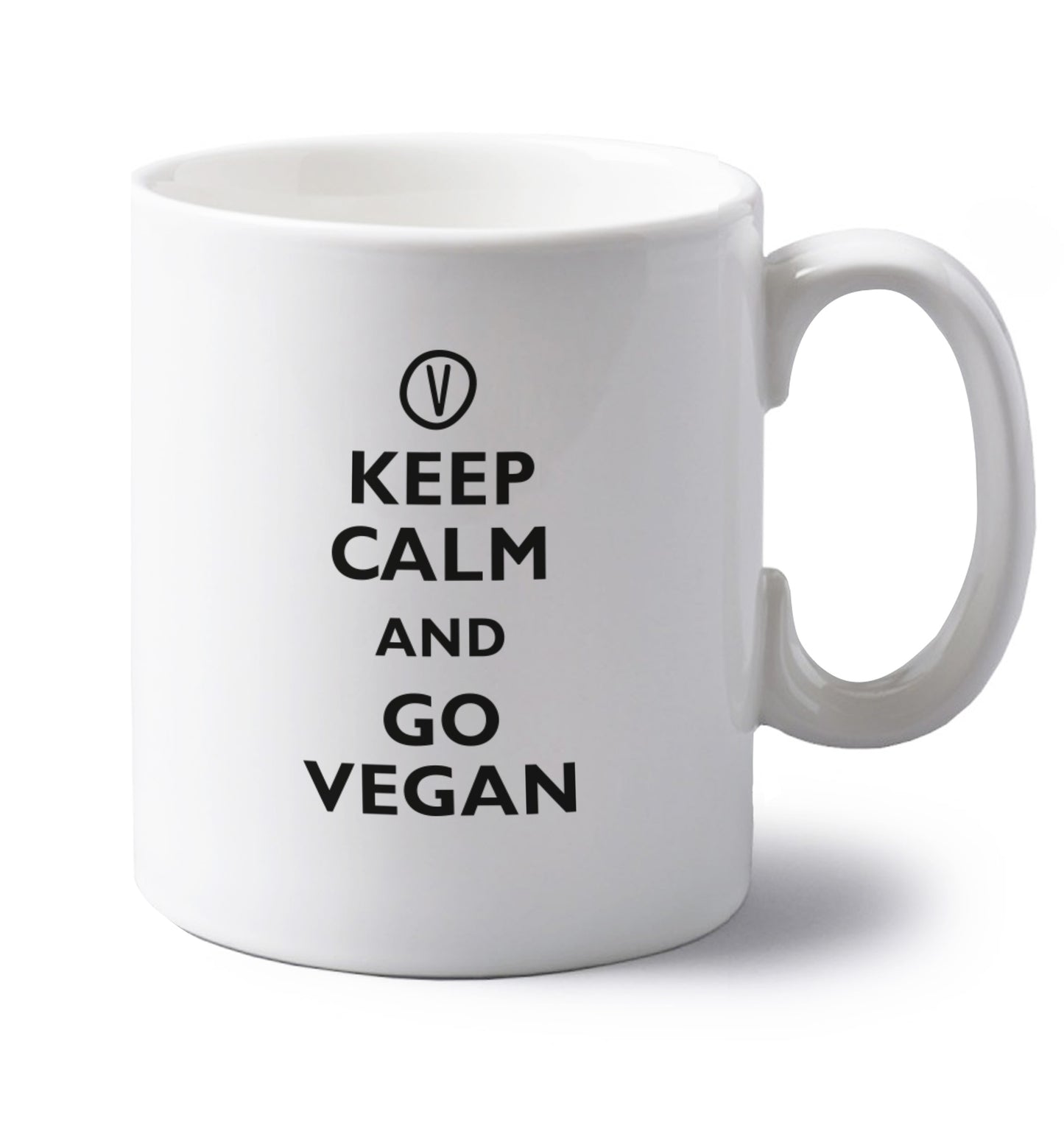 Keep calm and go vegan left handed white ceramic mug 