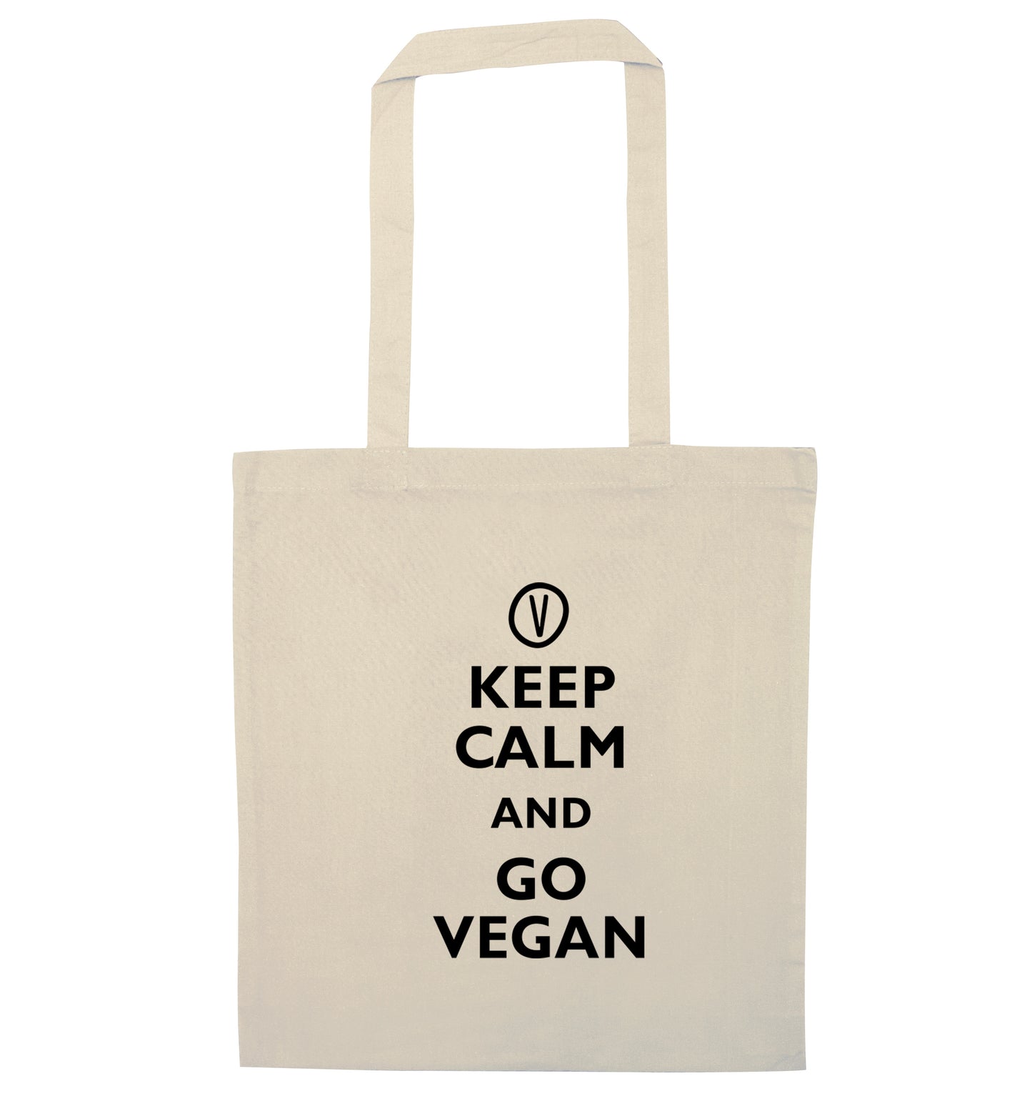 Keep calm and go vegan natural tote bag