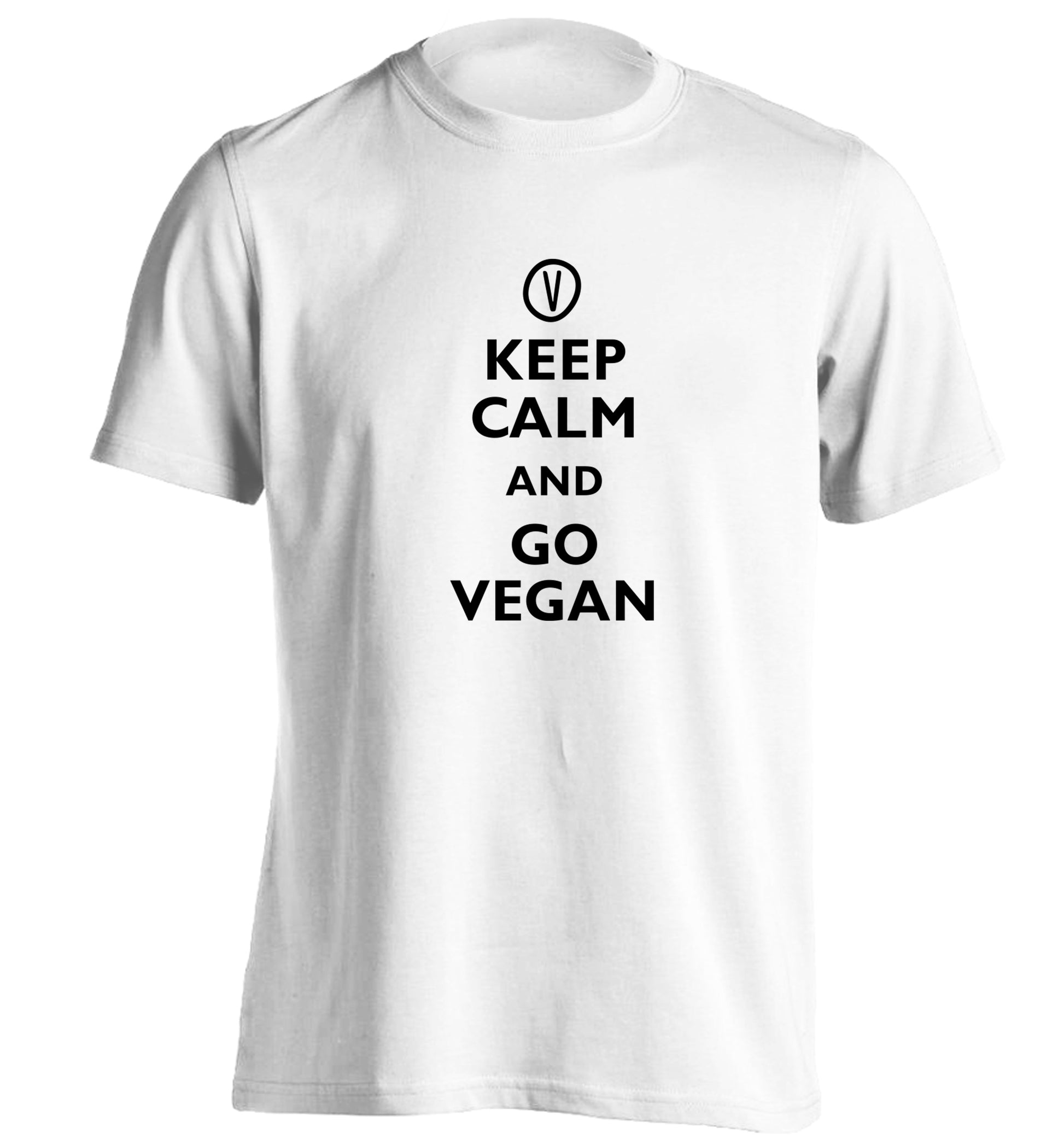 Keep calm and go vegan adults unisex white Tshirt 2XL