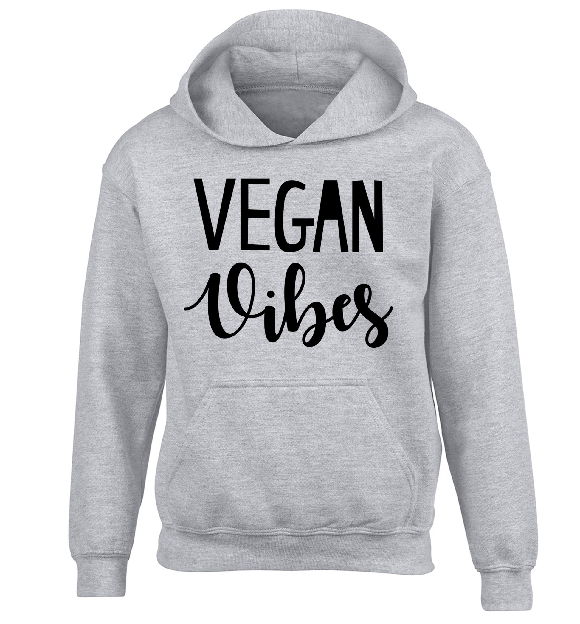 Vegan Vibes children's grey hoodie 12-13 Years