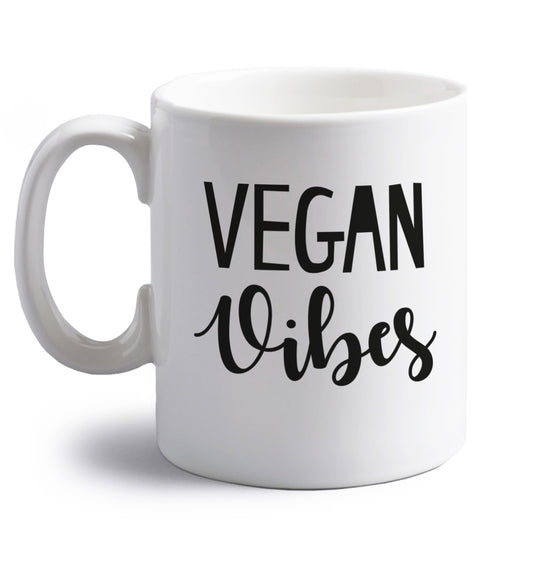 Vegan Vibes right handed white ceramic mug 